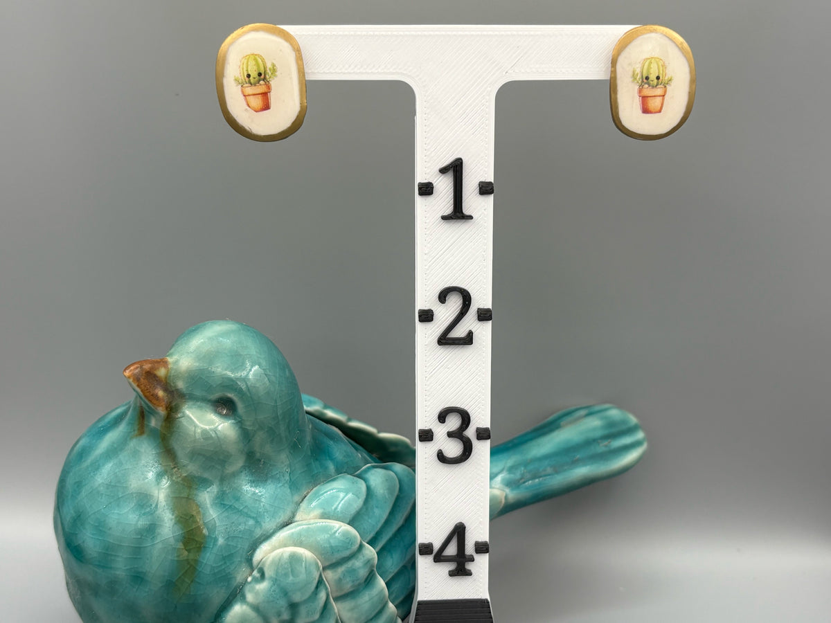 Happy Cactus Stud Earrings - handcrafted polymer clay earrings by Lakeside Clay
