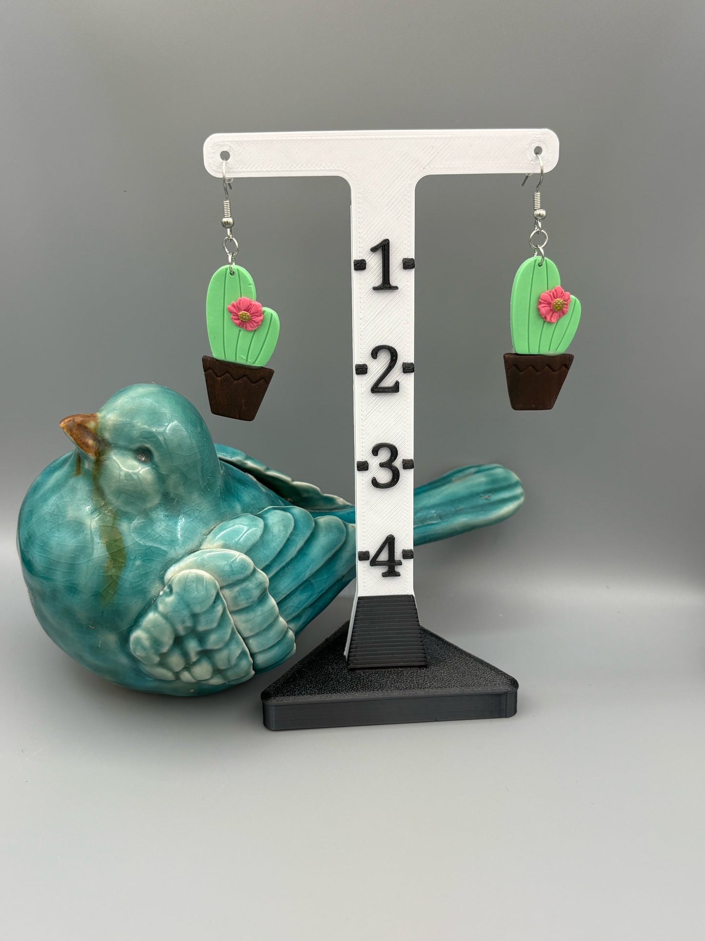 Cactus Dangle Earrings - handcrafted polymer clay earrings by Lakeside Clay