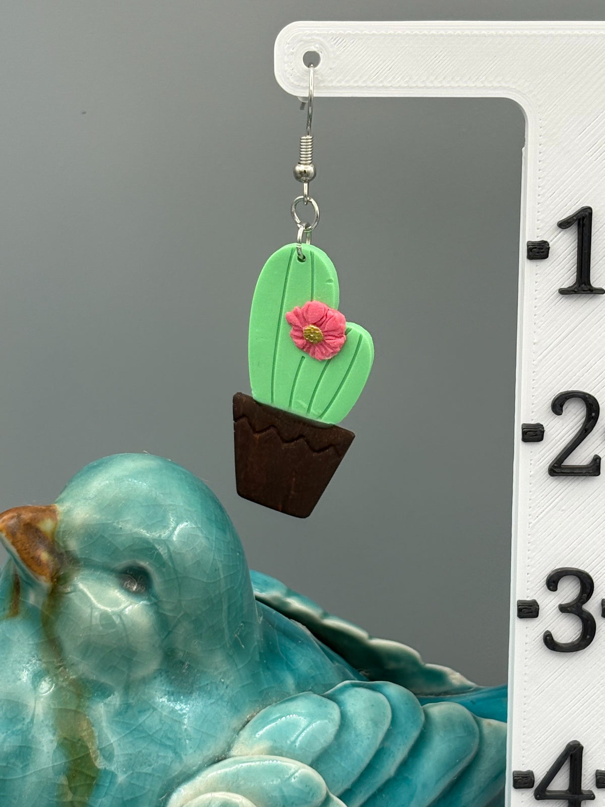 Cactus Dangle Earrings - handcrafted polymer clay earrings by Lakeside Clay