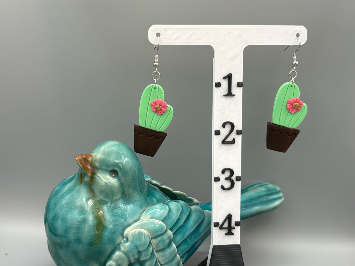 Cactus Dangle Earrings - handcrafted polymer clay earrings by Lakeside Clay