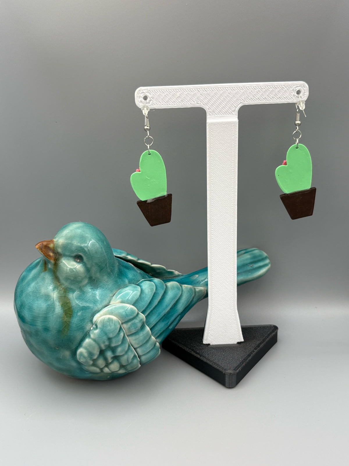 Cactus Dangle Earrings - handcrafted polymer clay earrings by Lakeside Clay