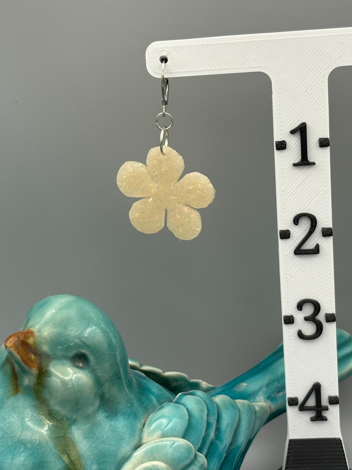 Opalescent Flower Dangle Earrings - handcrafted polymer clay earrings by Lakeside Clay