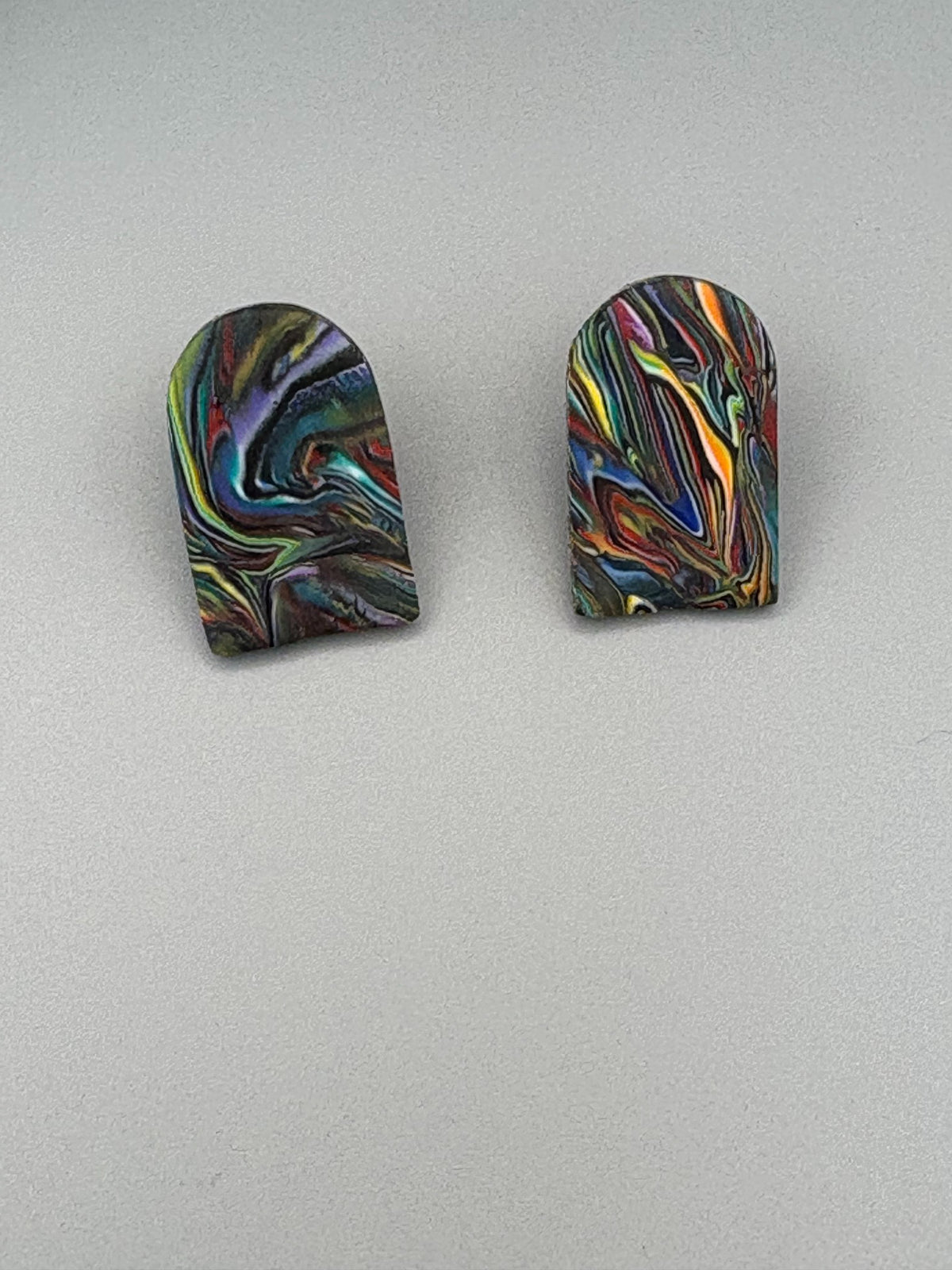 Kaleidoscope Arch Stud Earrings - handcrafted polymer clay earrings by Lakeside Clay