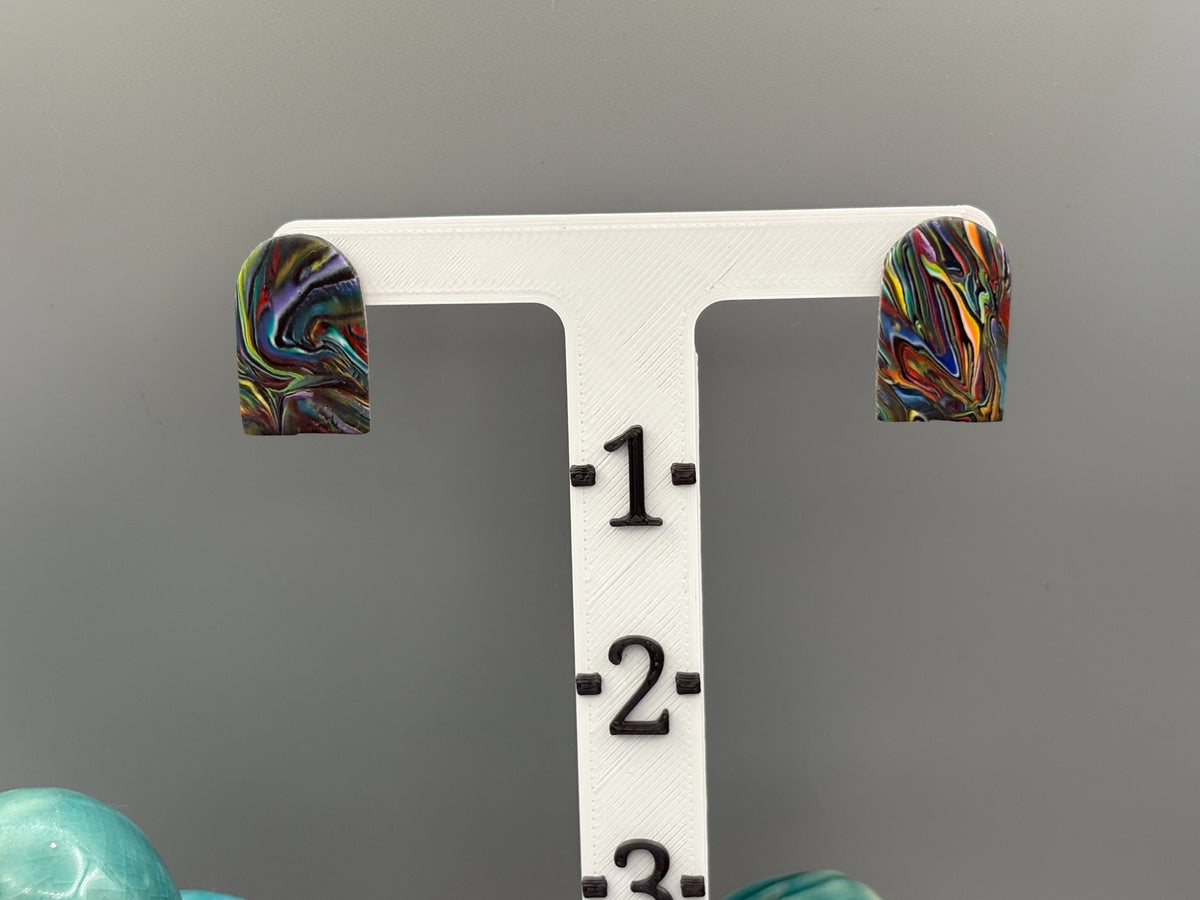 Kaleidoscope Arch Stud Earrings - handcrafted polymer clay earrings by Lakeside Clay