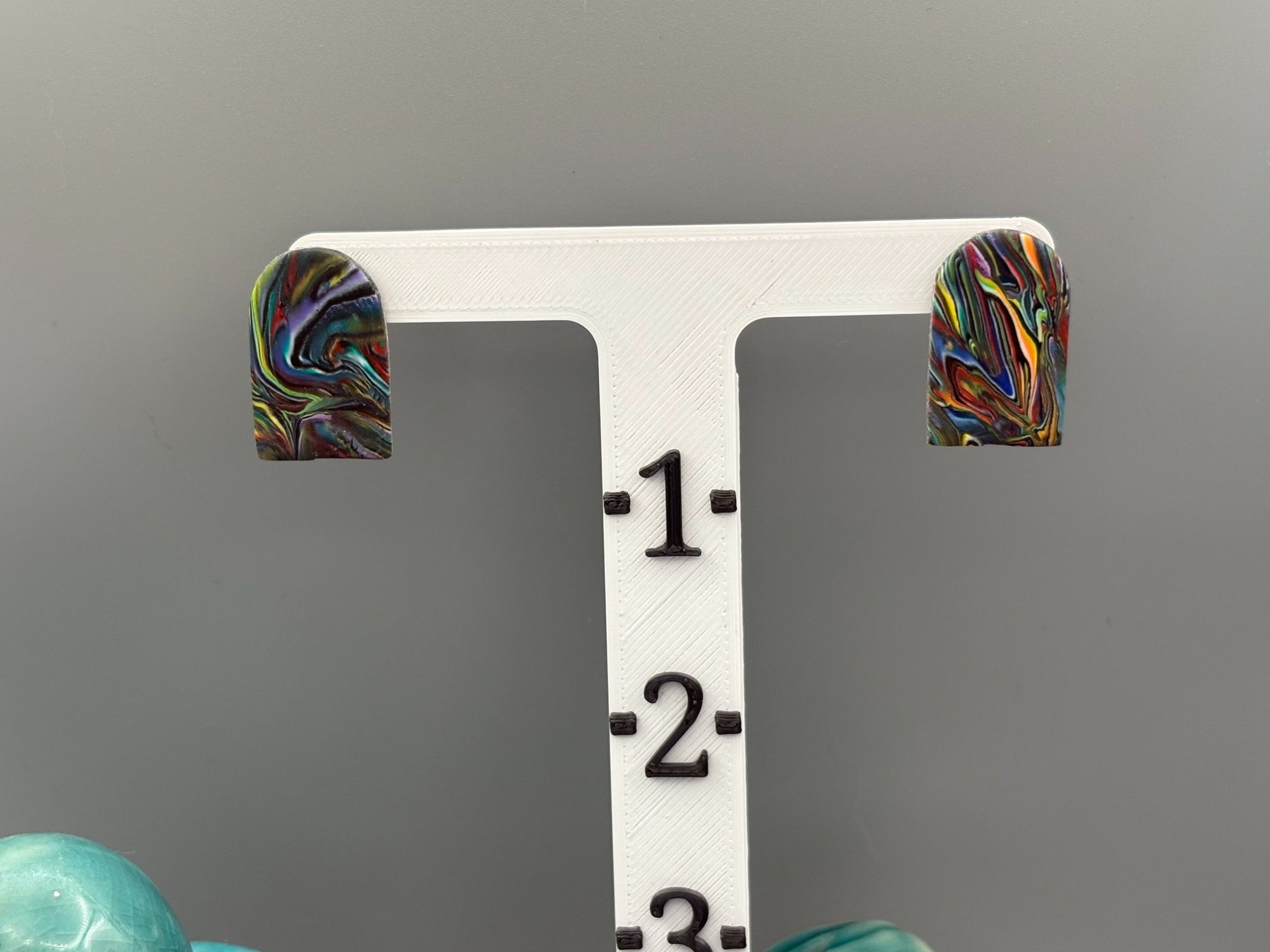 Kaleidoscope Arch Stud Earrings - handcrafted polymer clay earrings by Lakeside Clay