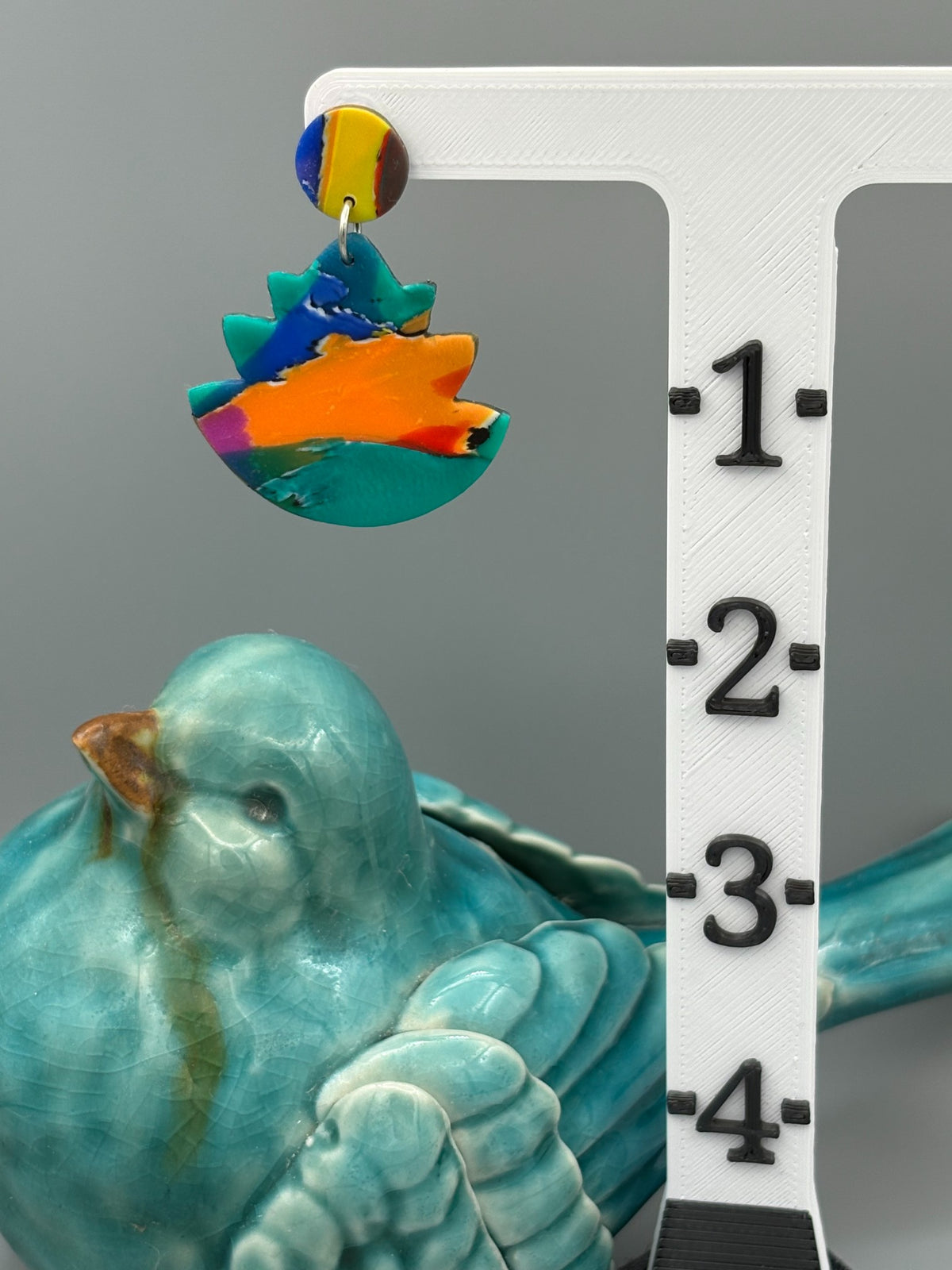 Water Colour Agave Dangle Earrings - handcrafted polymer clay earrings by Lakeside Clay