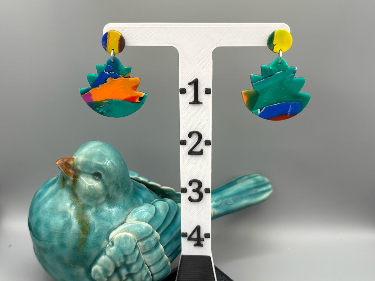 Water Colour Agave Dangle Earrings - handcrafted polymer clay earrings by Lakeside Clay