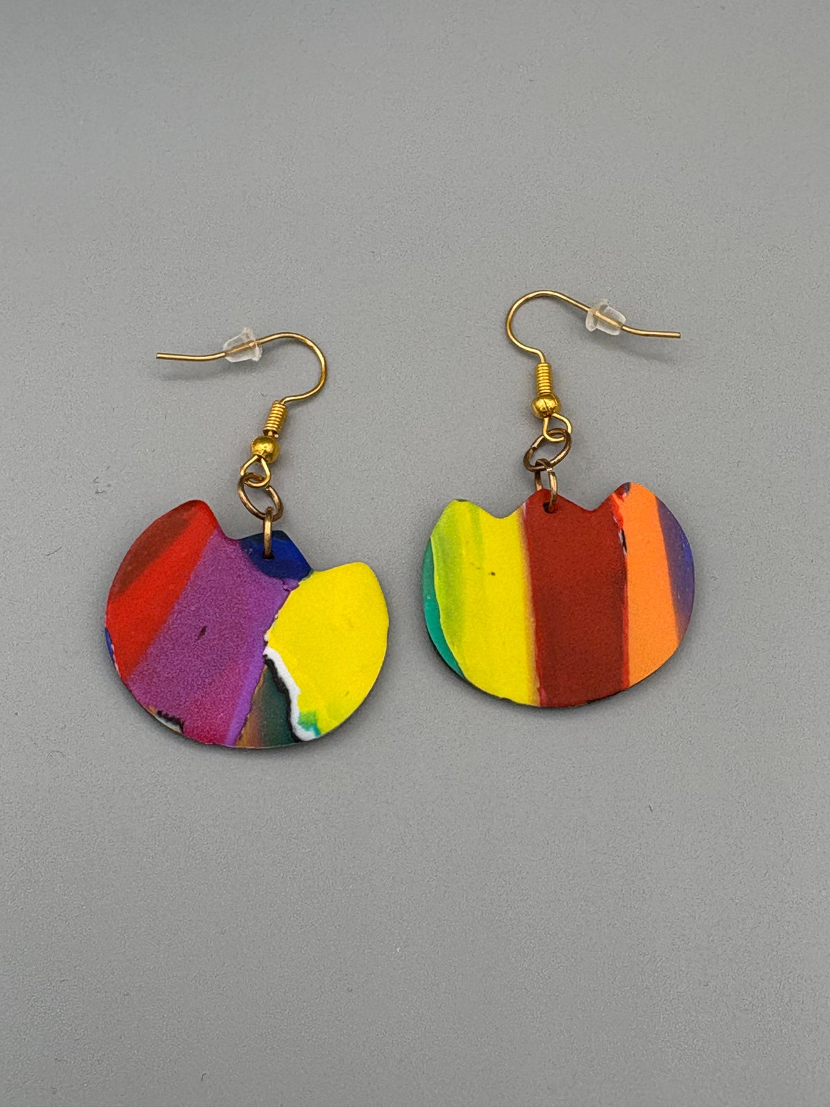 Water Colour Flower Dangle Earrings - handcrafted polymer clay earrings by Lakeside Clay