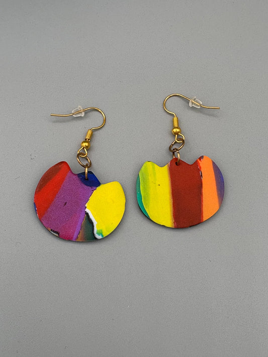 Water Colour Flower Dangle Earrings - handcrafted polymer clay earrings by Lakeside Clay