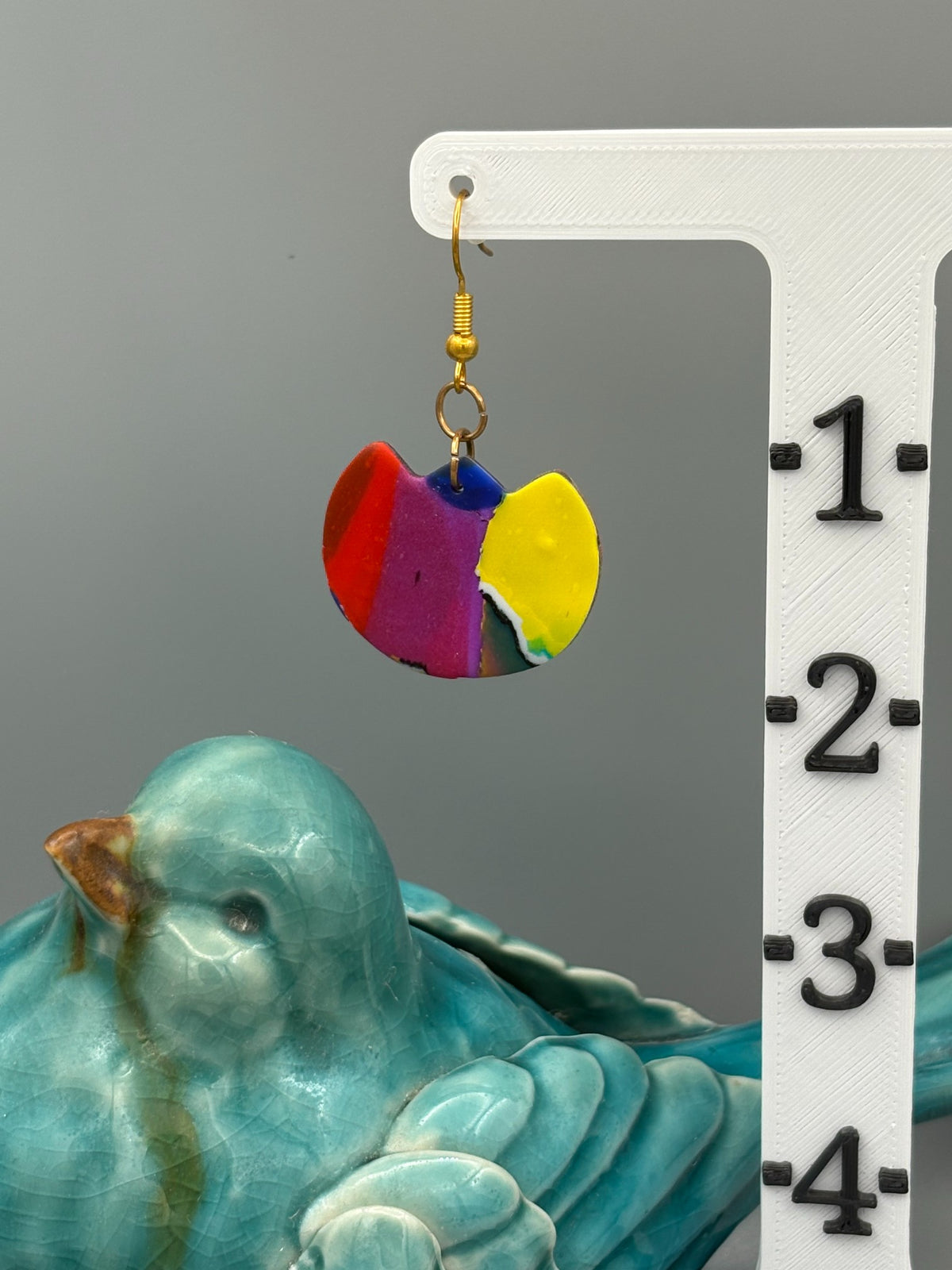 Water Colour Flower Dangle Earrings - handcrafted polymer clay earrings by Lakeside Clay