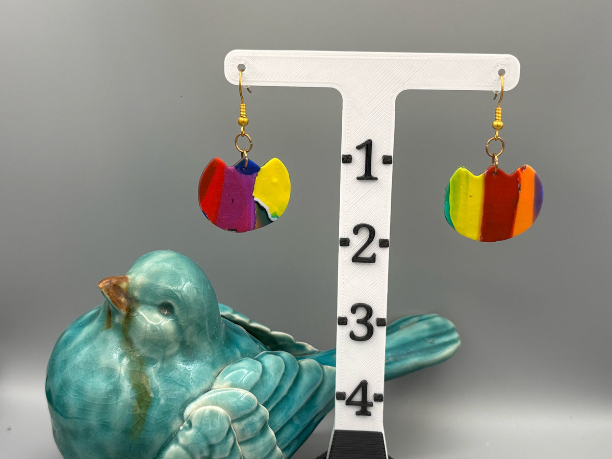 Water Colour Flower Dangle Earrings - handcrafted polymer clay earrings by Lakeside Clay