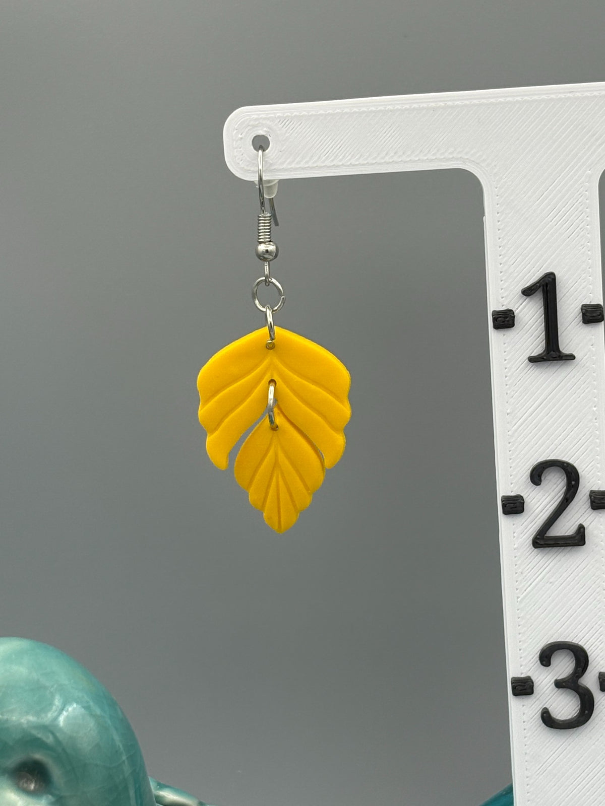 Yellow Leaf Dangle Earrings - handcrafted polymer clay earrings by Lakeside Clay