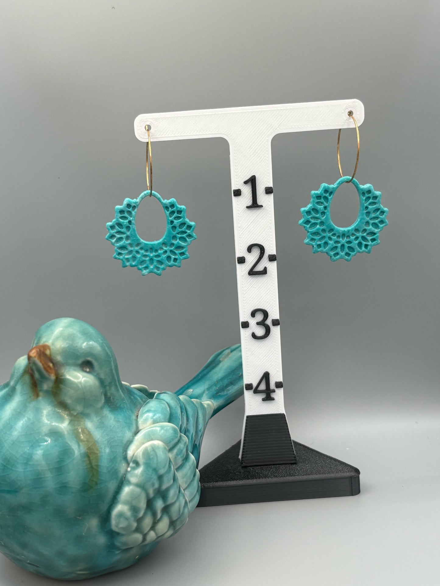 Teal Hoop Earrings - handcrafted polymer clay earrings by Lakeside Clay