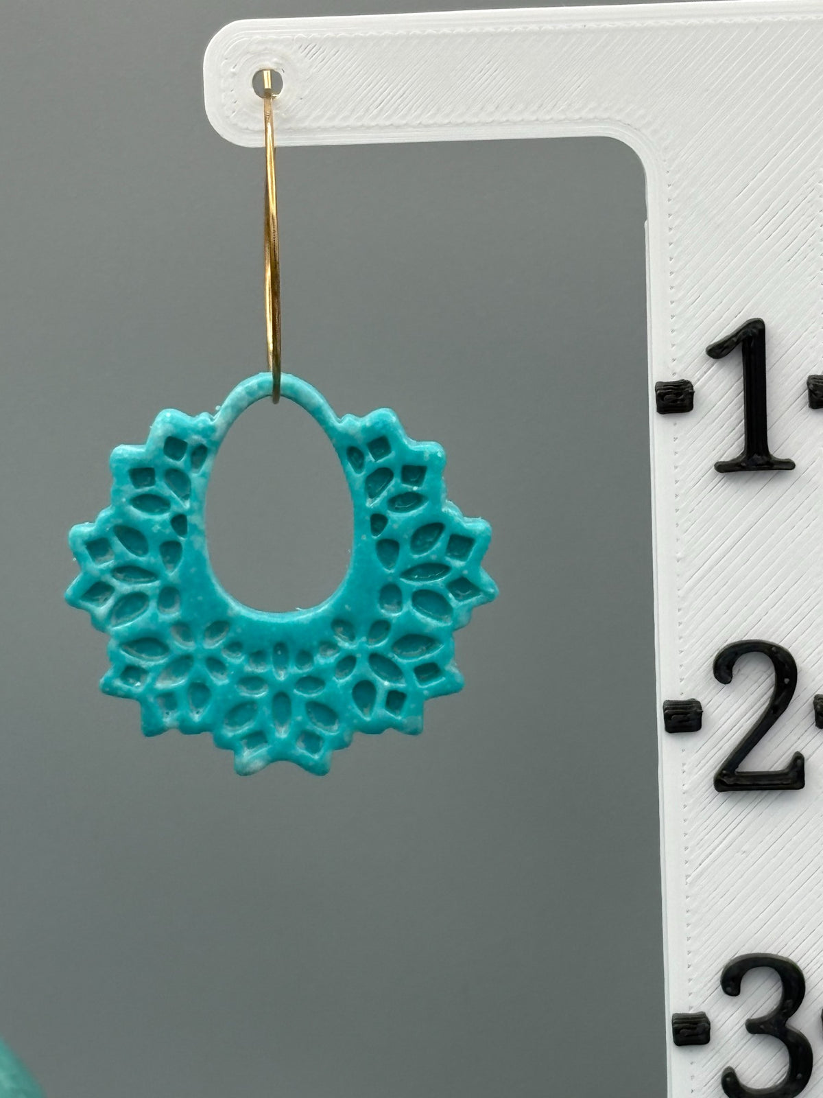 Teal Hoop Earrings - handcrafted polymer clay earrings by Lakeside Clay