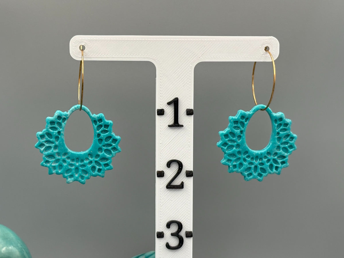 Teal Hoop Earrings - handcrafted polymer clay earrings by Lakeside Clay
