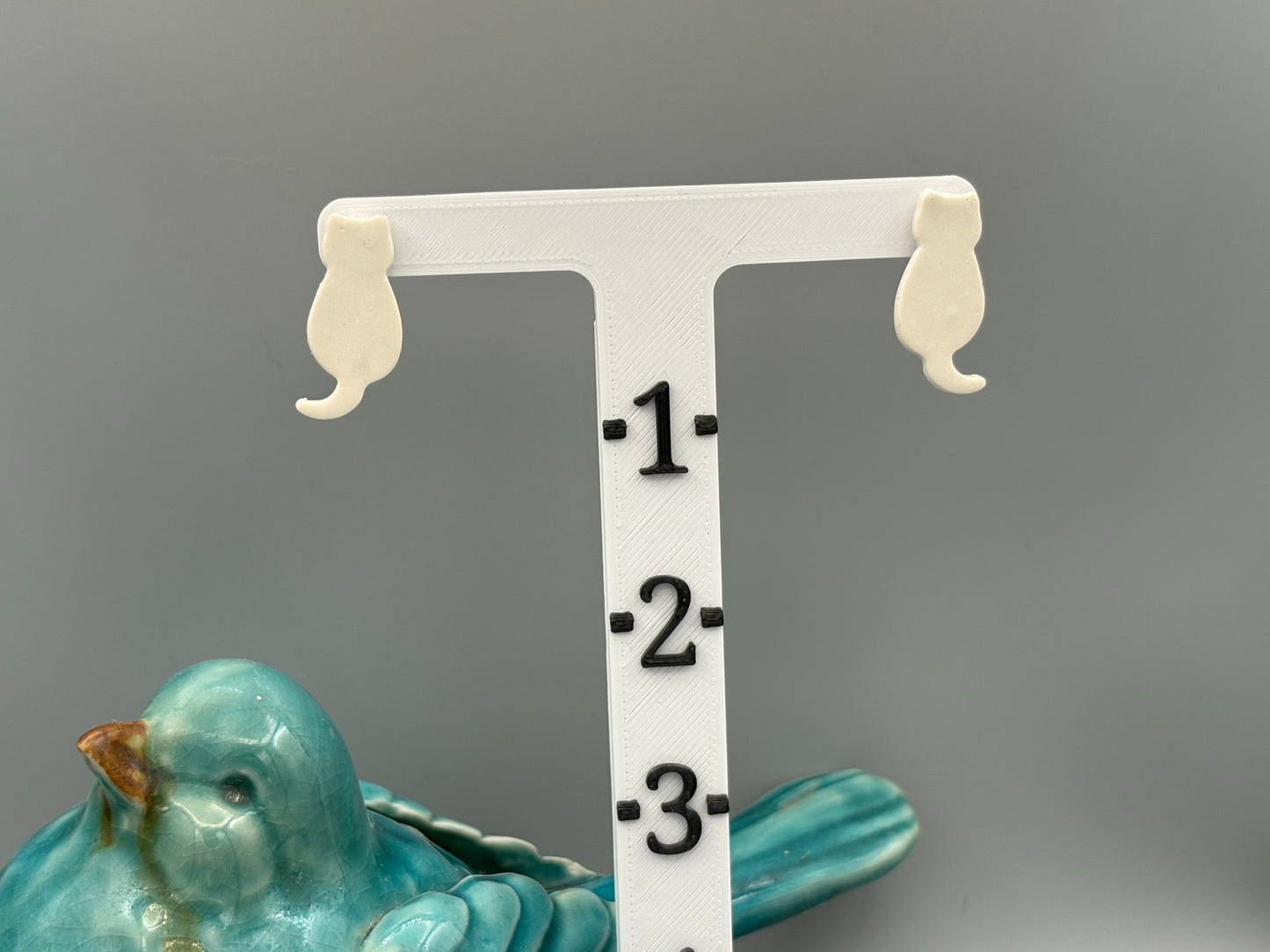 White Cat Stud Earrings - handcrafted polymer clay earrings by Lakeside Clay