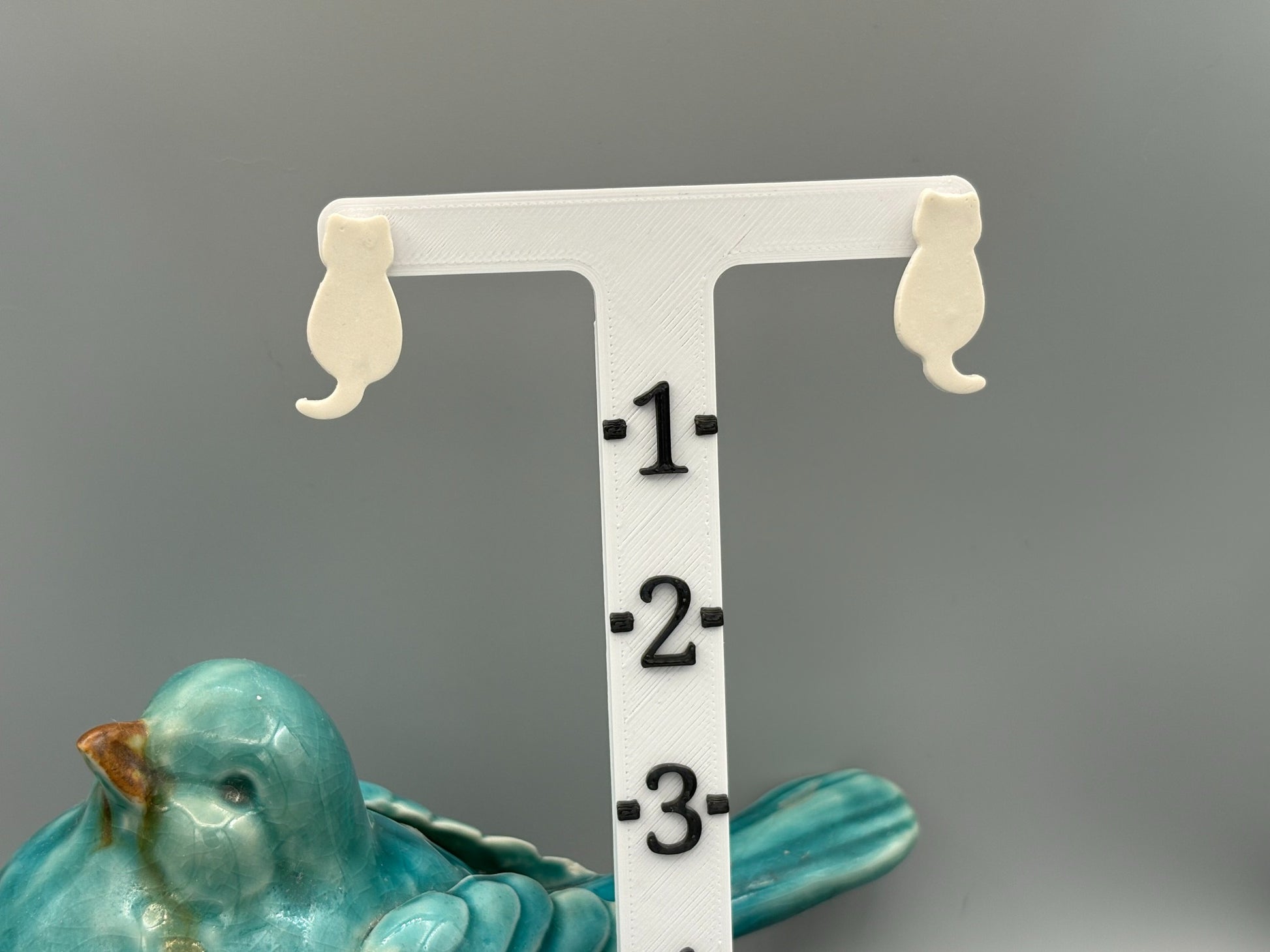 White Cat Stud Earrings - handcrafted polymer clay earrings by Lakeside Clay