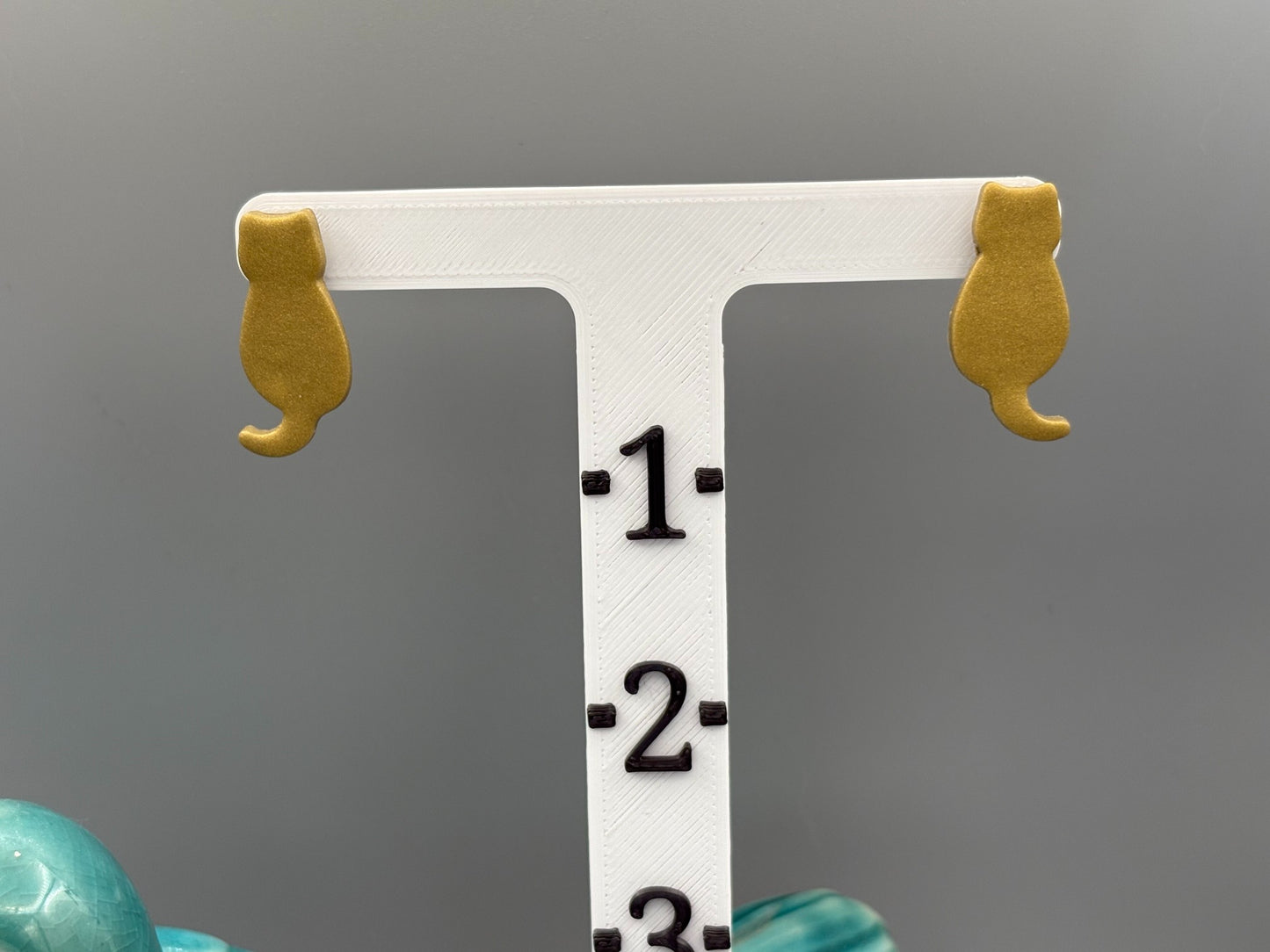 Gold Sitting Cat Stud Earrings - handcrafted polymer clay earrings by Lakeside Clay