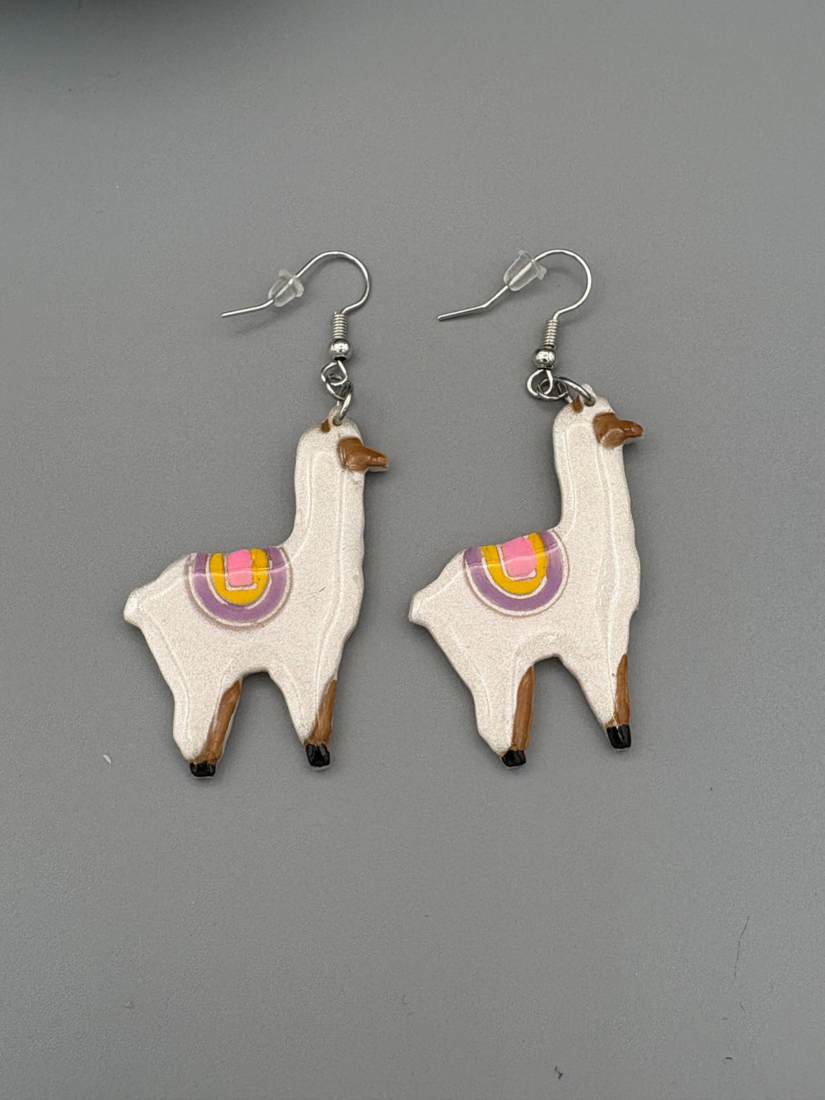 Llama Dangle Earrings - handcrafted polymer clay earrings by Lakeside Clay