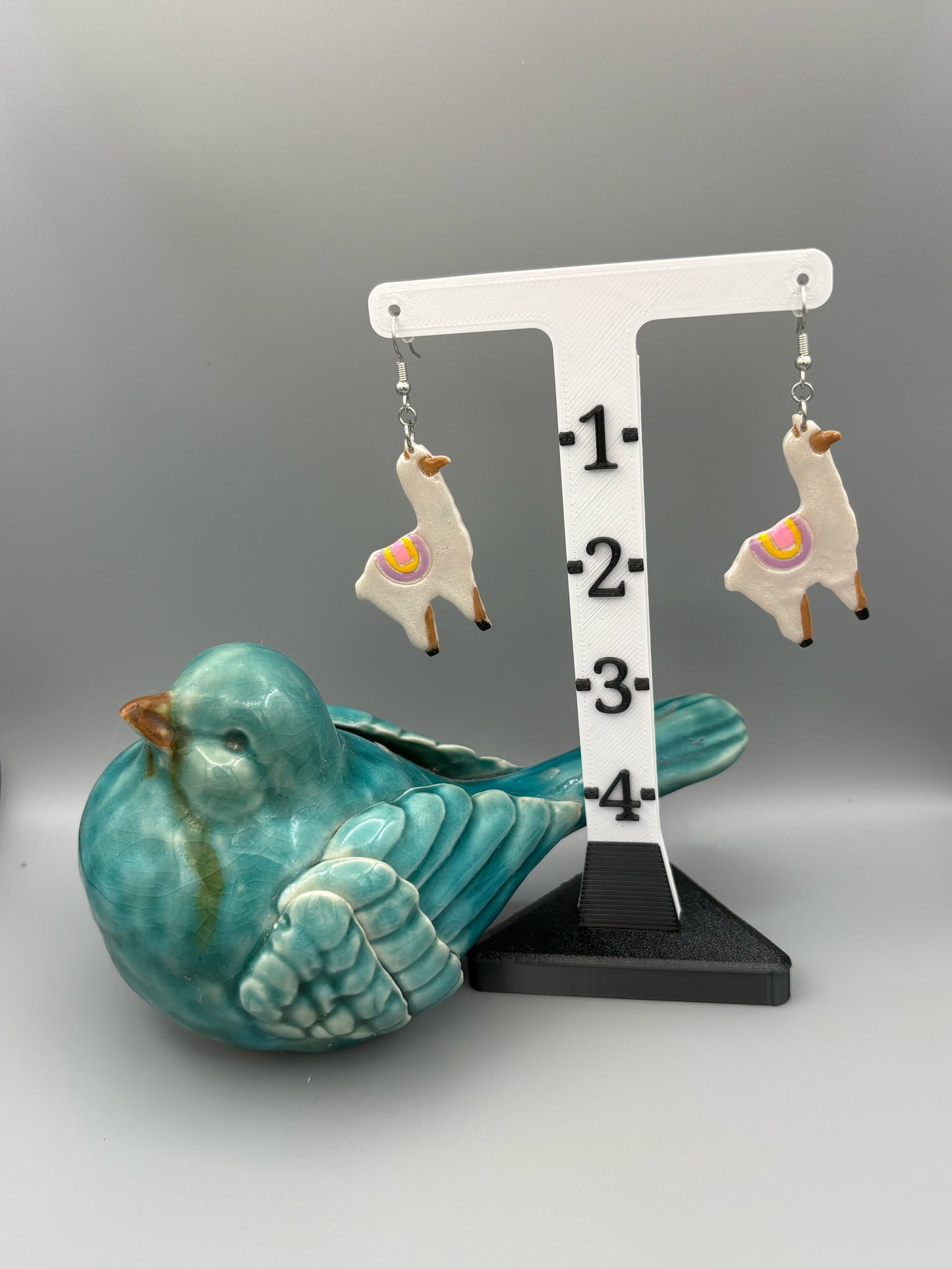 Llama Dangle Earrings - handcrafted polymer clay earrings by Lakeside Clay