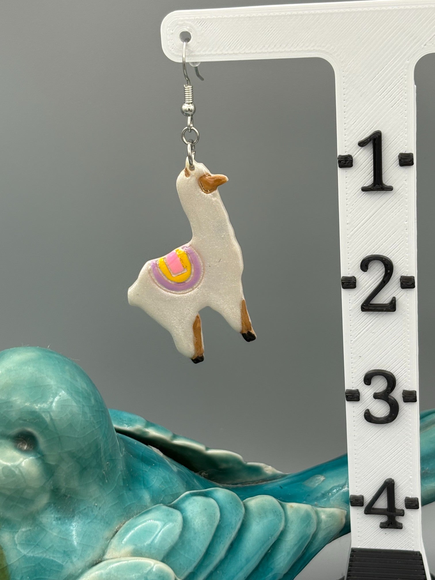 Llama Dangle Earrings - handcrafted polymer clay earrings by Lakeside Clay