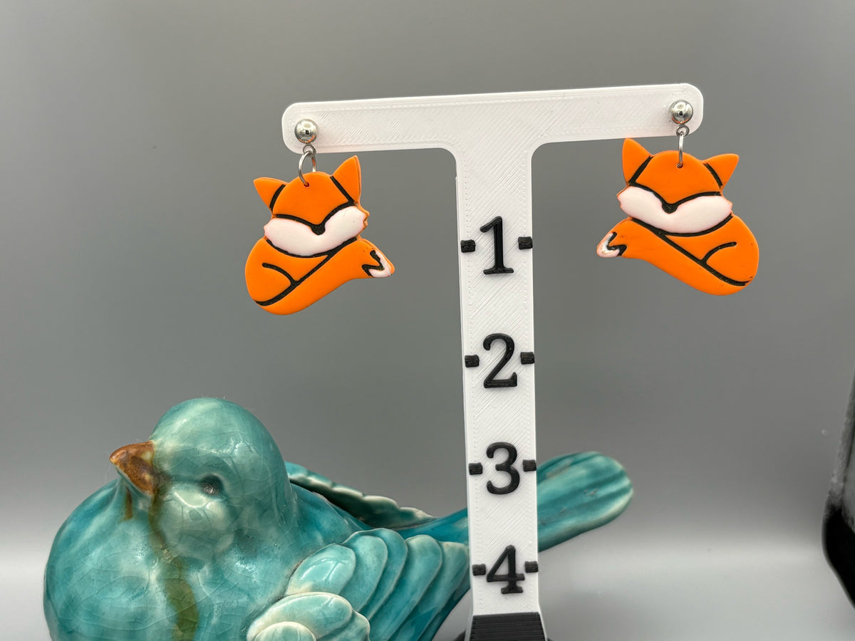 Fox Dangle Earrings - handcrafted polymer clay earrings by Lakeside Clay