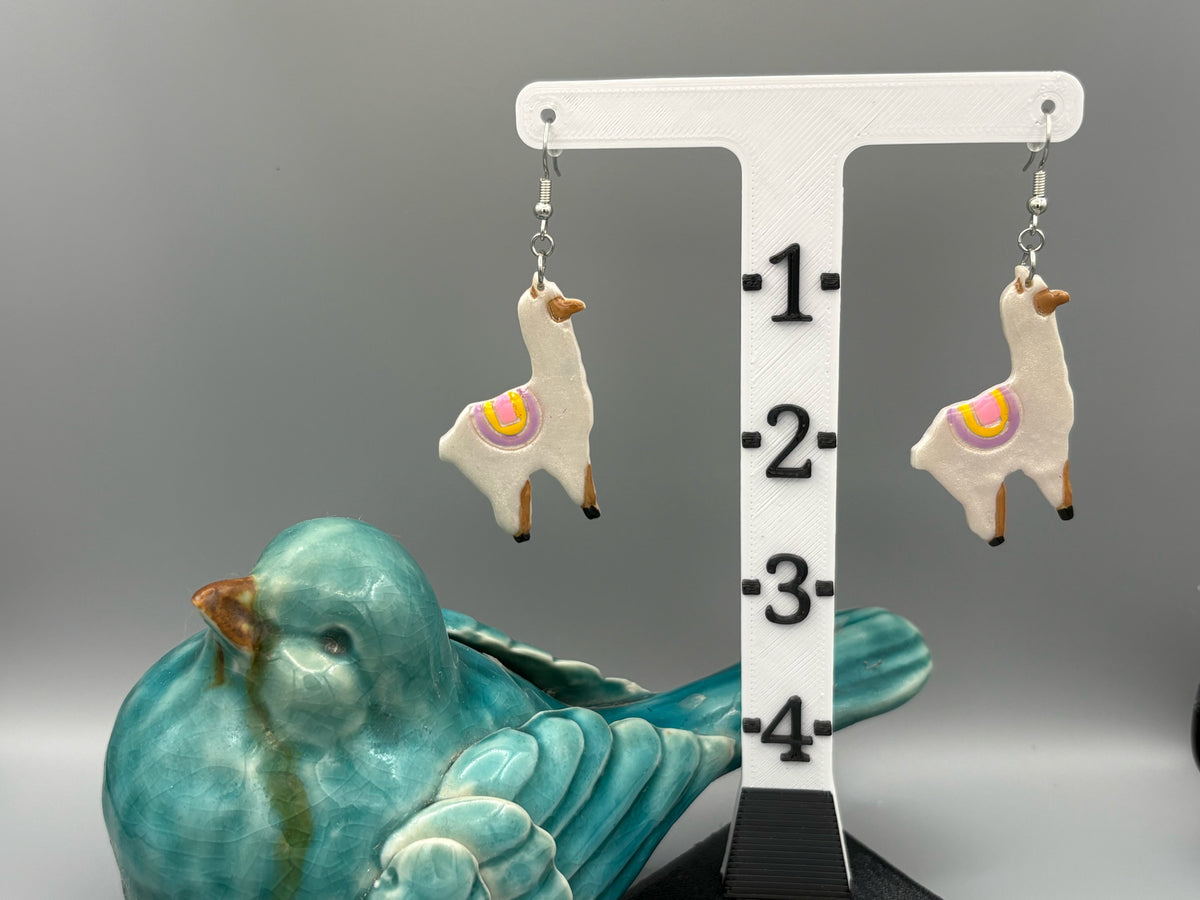 Llama Dangle Earrings - handcrafted polymer clay earrings by Lakeside Clay