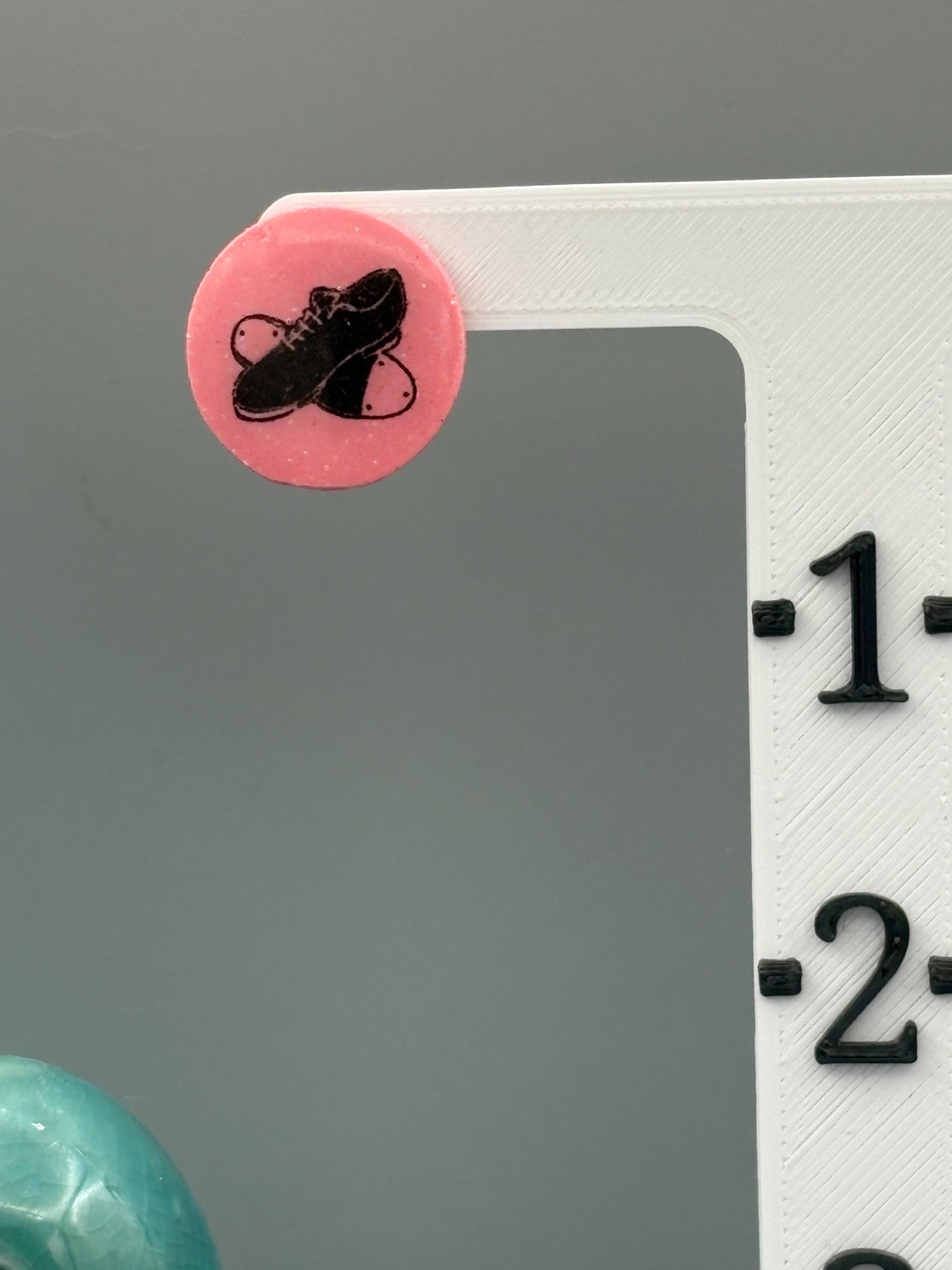 Pink Tap Shoe Circle Stud Earrings - handcrafted polymer clay earrings by Lakeside Clay