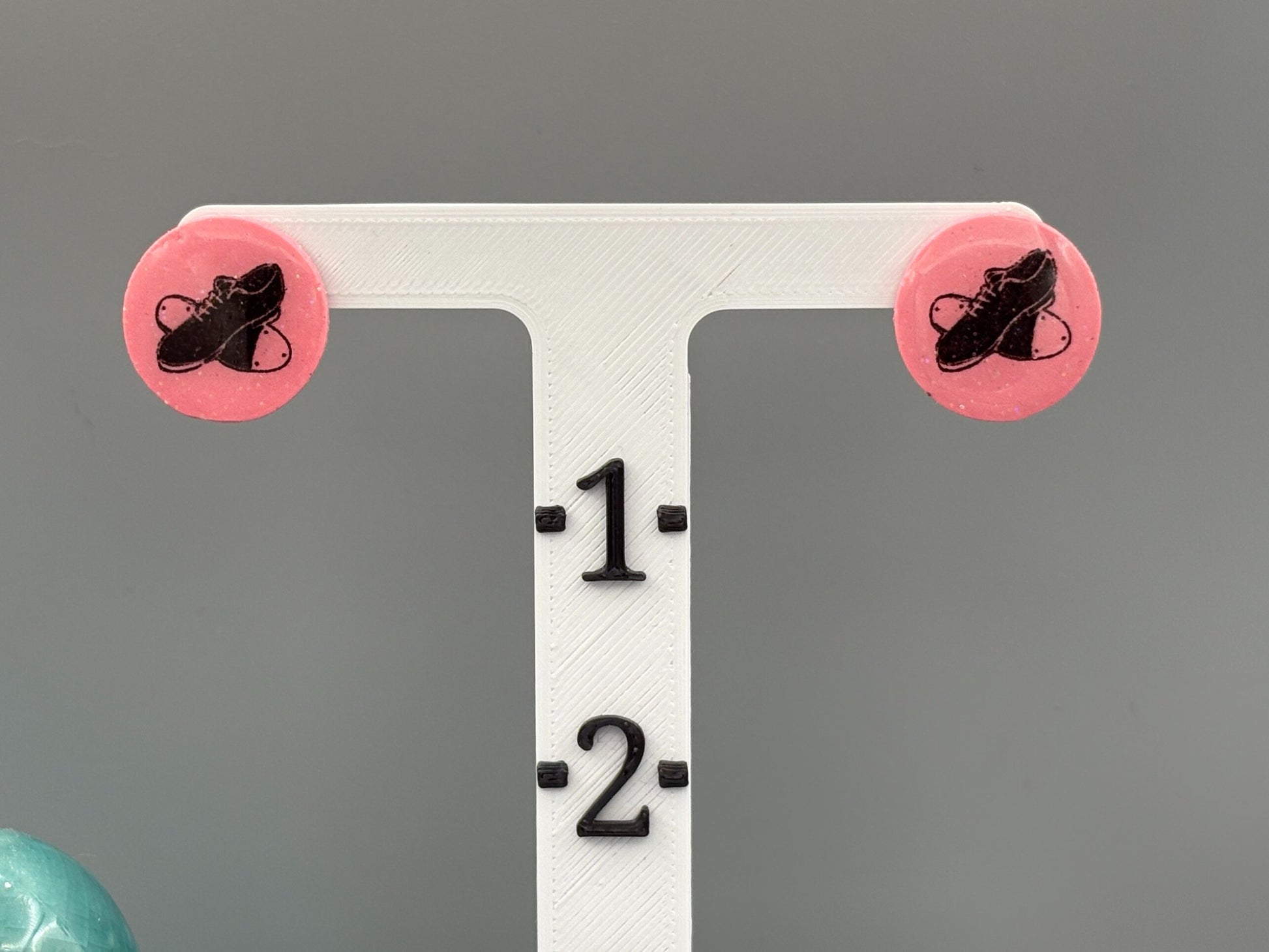 Pink Tap Shoe Circle Stud Earrings - handcrafted polymer clay earrings by Lakeside Clay