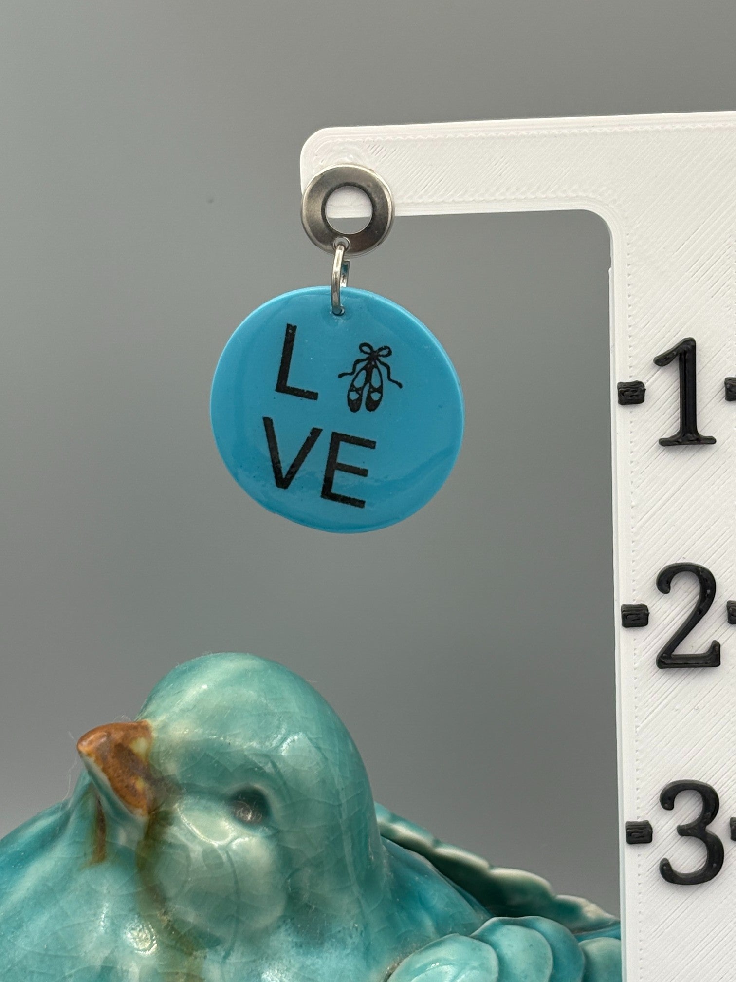 Blue Love Ballet Circle Dangle Earrings - handcrafted polymer clay earrings by Lakeside Clay