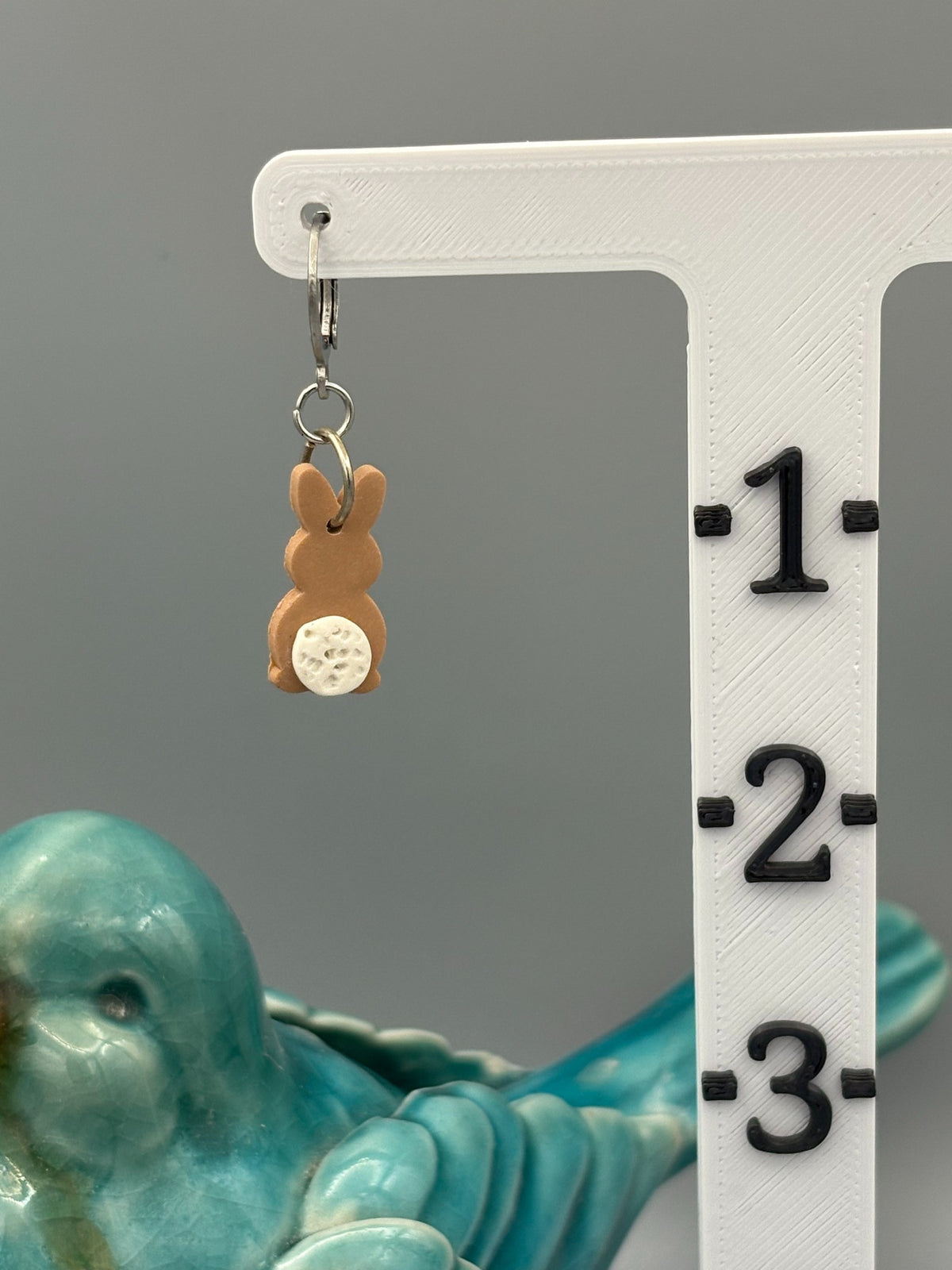 Brown Bunny Butt Dangle Earrings - handcrafted polymer clay earrings by Lakeside Clay