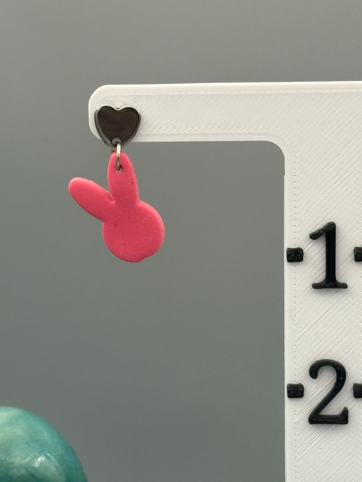 Pink Bunny Head Dangle Earrings - handcrafted polymer clay earrings by Lakeside Clay