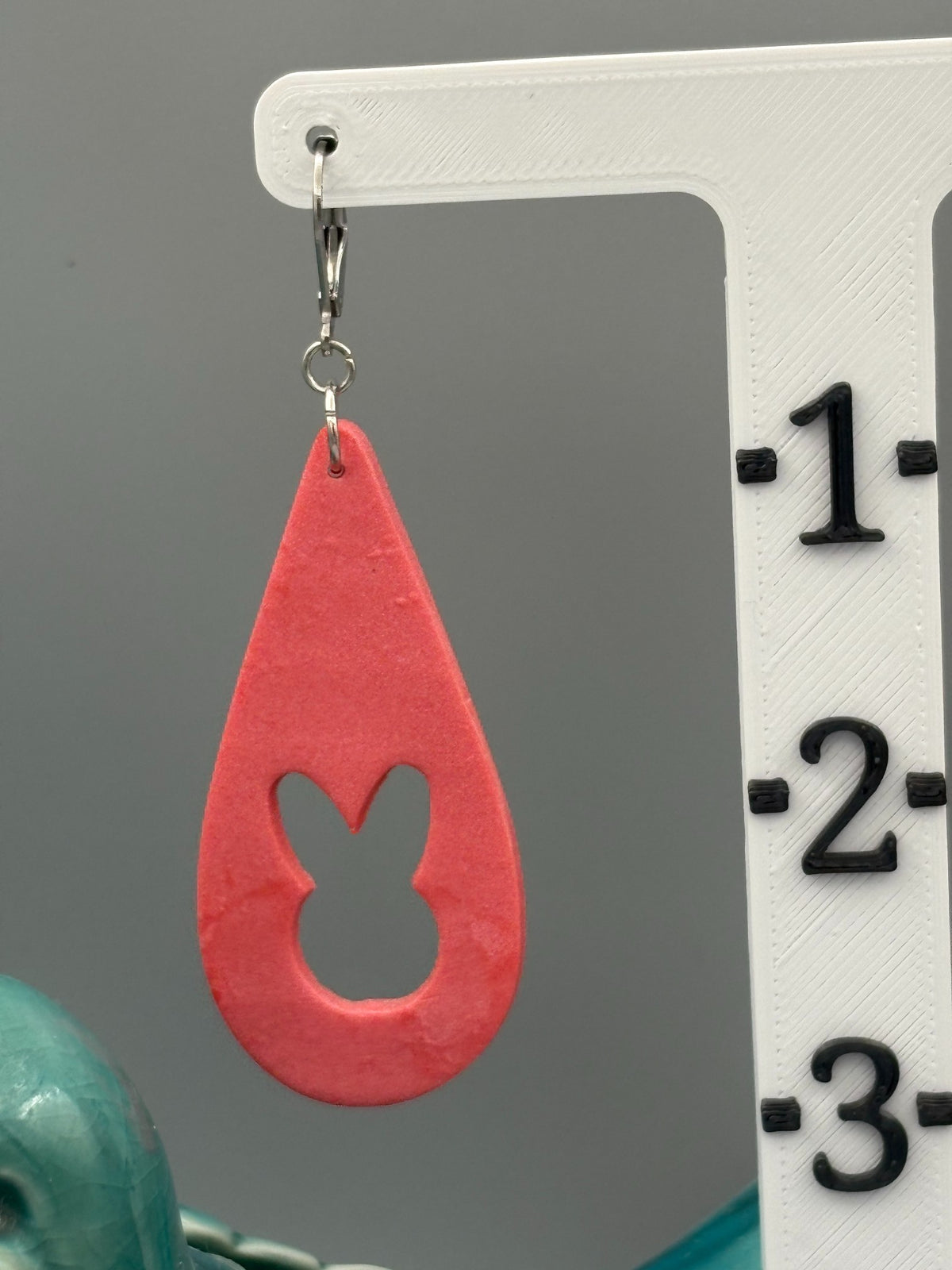 Pink Bunny Silhouette Drop Dangle Earrings - handcrafted polymer clay earrings by Lakeside Clay