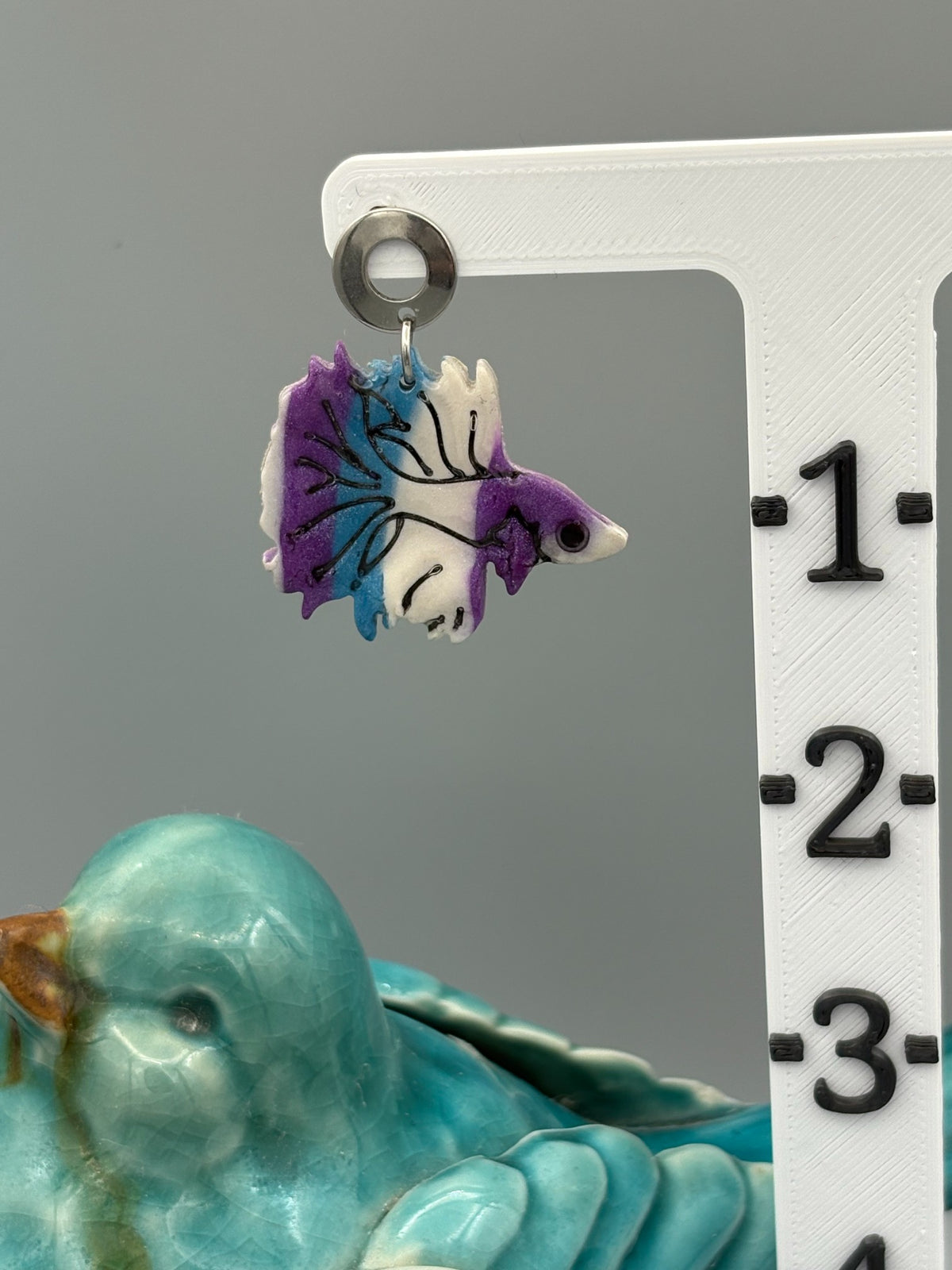 Fighting Fish (Betta) Dangle Earrings - handcrafted polymer clay earrings by Lakeside Clay