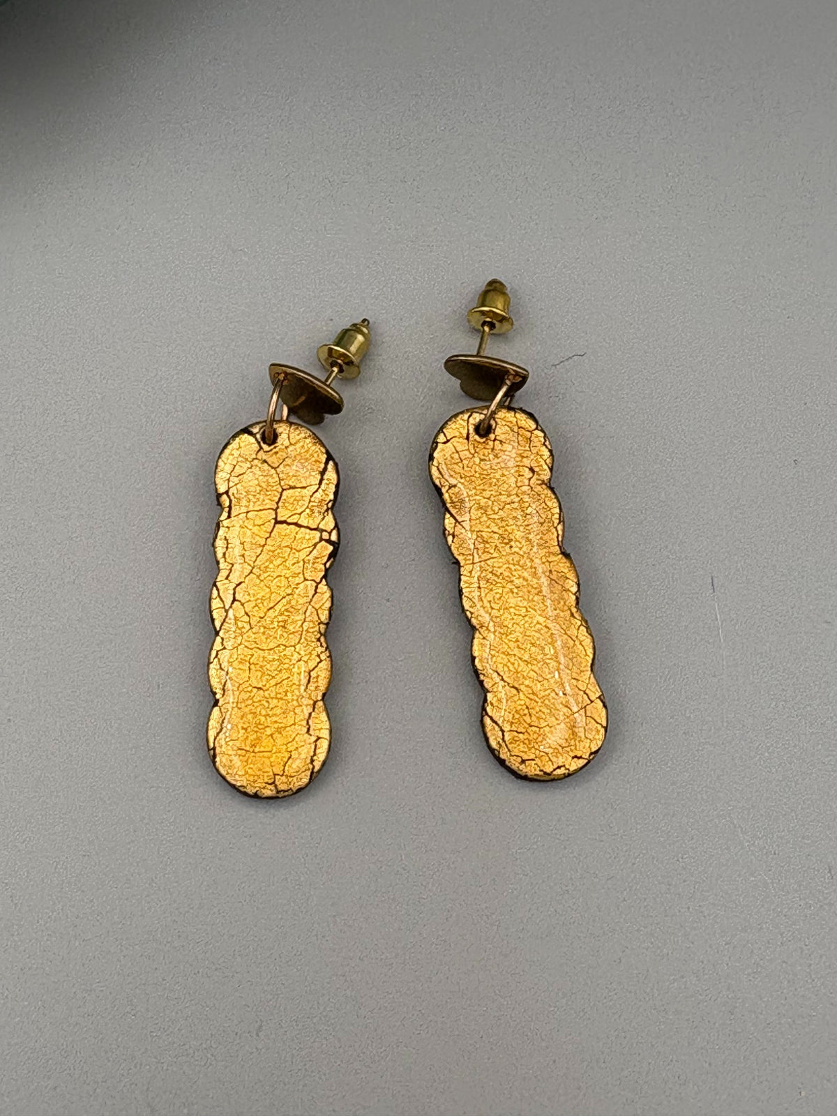 Golden Elegance Bubble Bar Dangle Earrings - handcrafted polymer clay earrings by Lakeside Clay