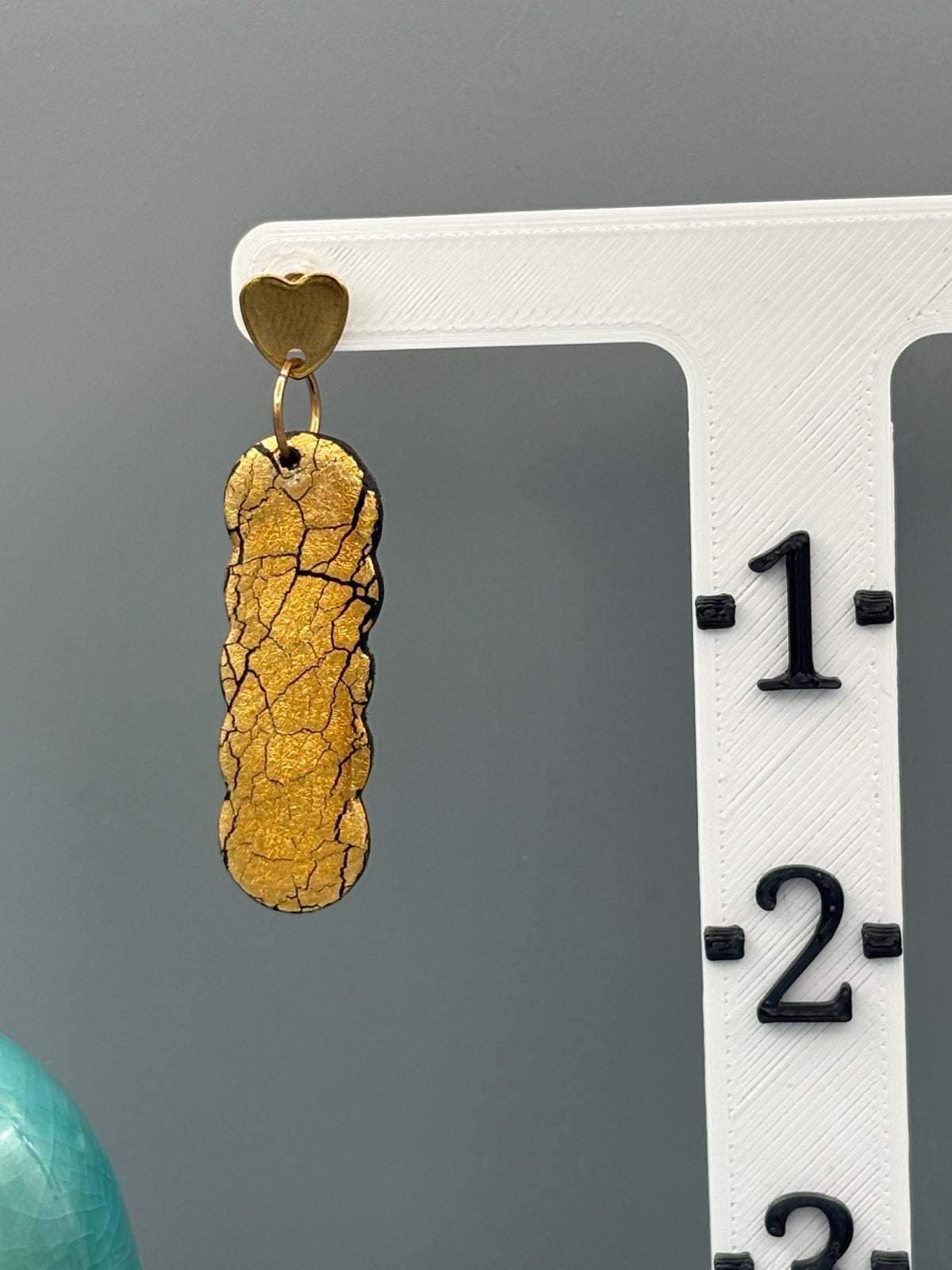 Golden Elegance Bubble Bar Dangle Earrings - handcrafted polymer clay earrings by Lakeside Clay