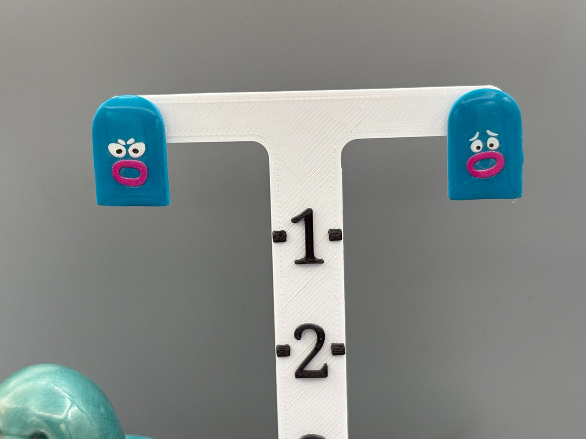 Teal Arch Funny Face Stud Earrings - handcrafted polymer clay earrings by Lakeside Clay