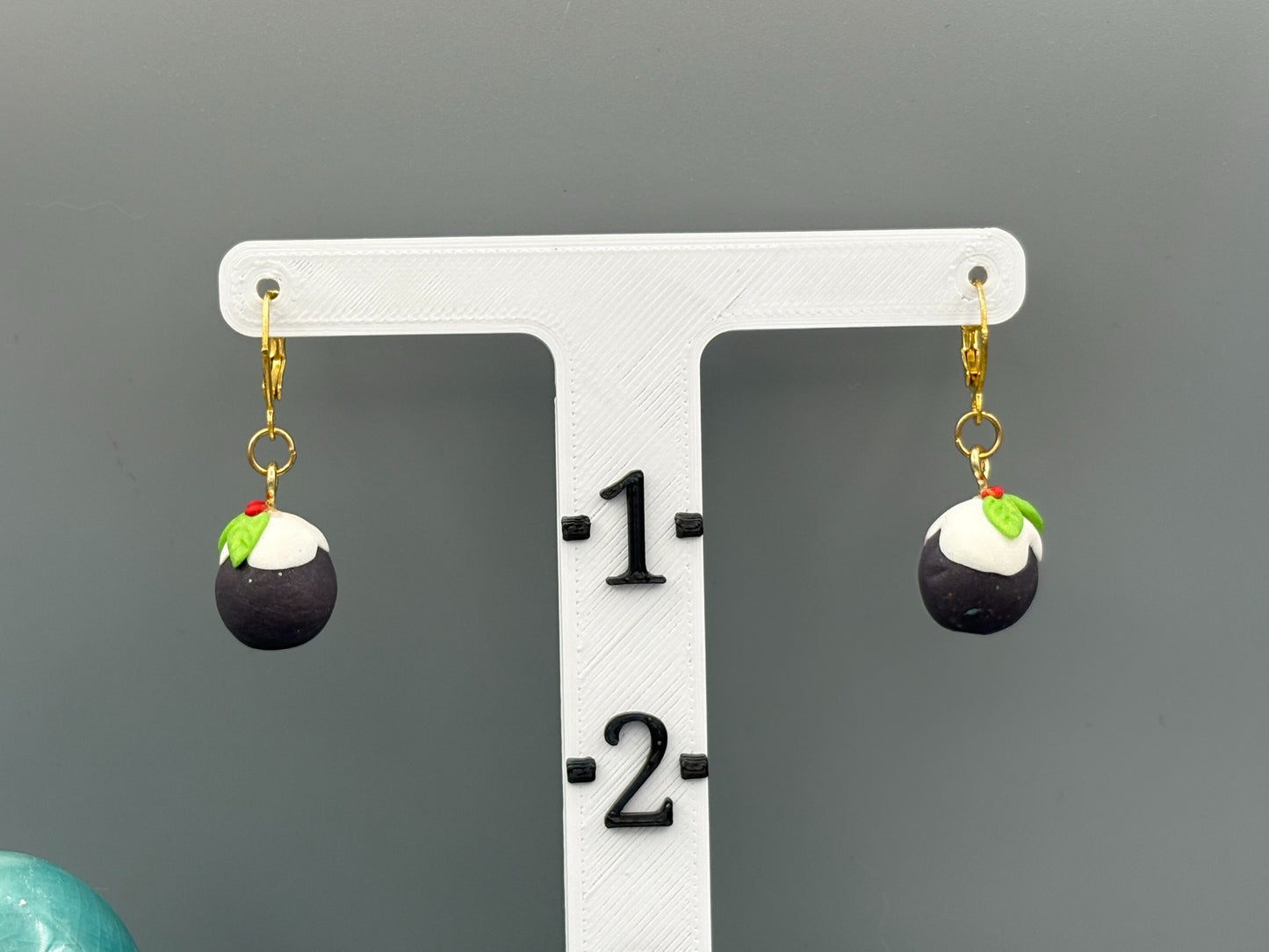 Plum Pudding Dangle Earrings - handcrafted polymer clay earrings by Lakeside Clay