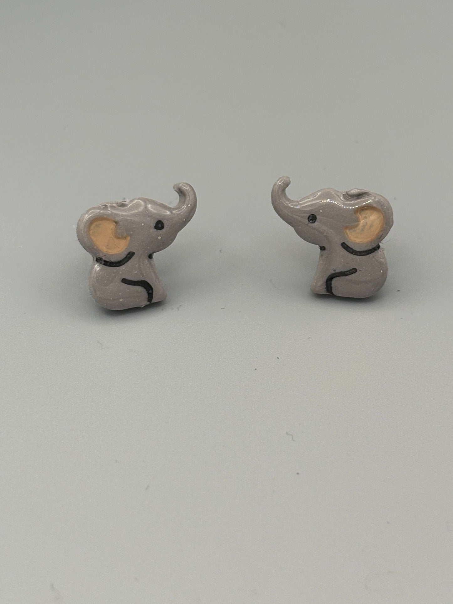 Elephant Stud Earrings - handcrafted polymer clay earrings by Lakeside Clay