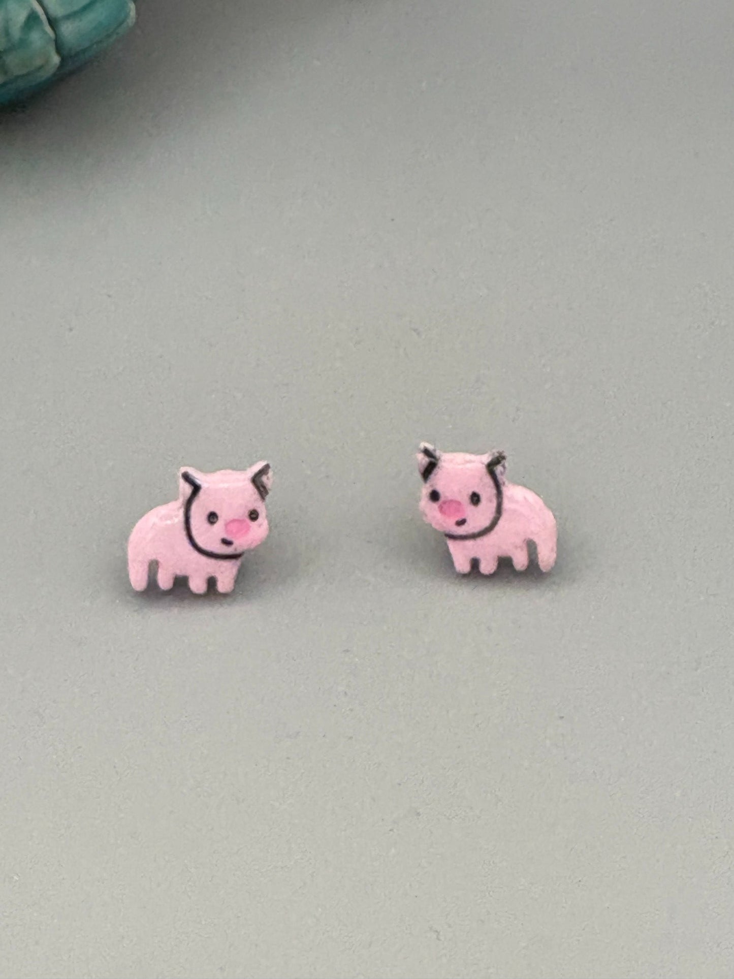 Pig Stud Earrings - handcrafted polymer clay earrings by Lakeside Clay