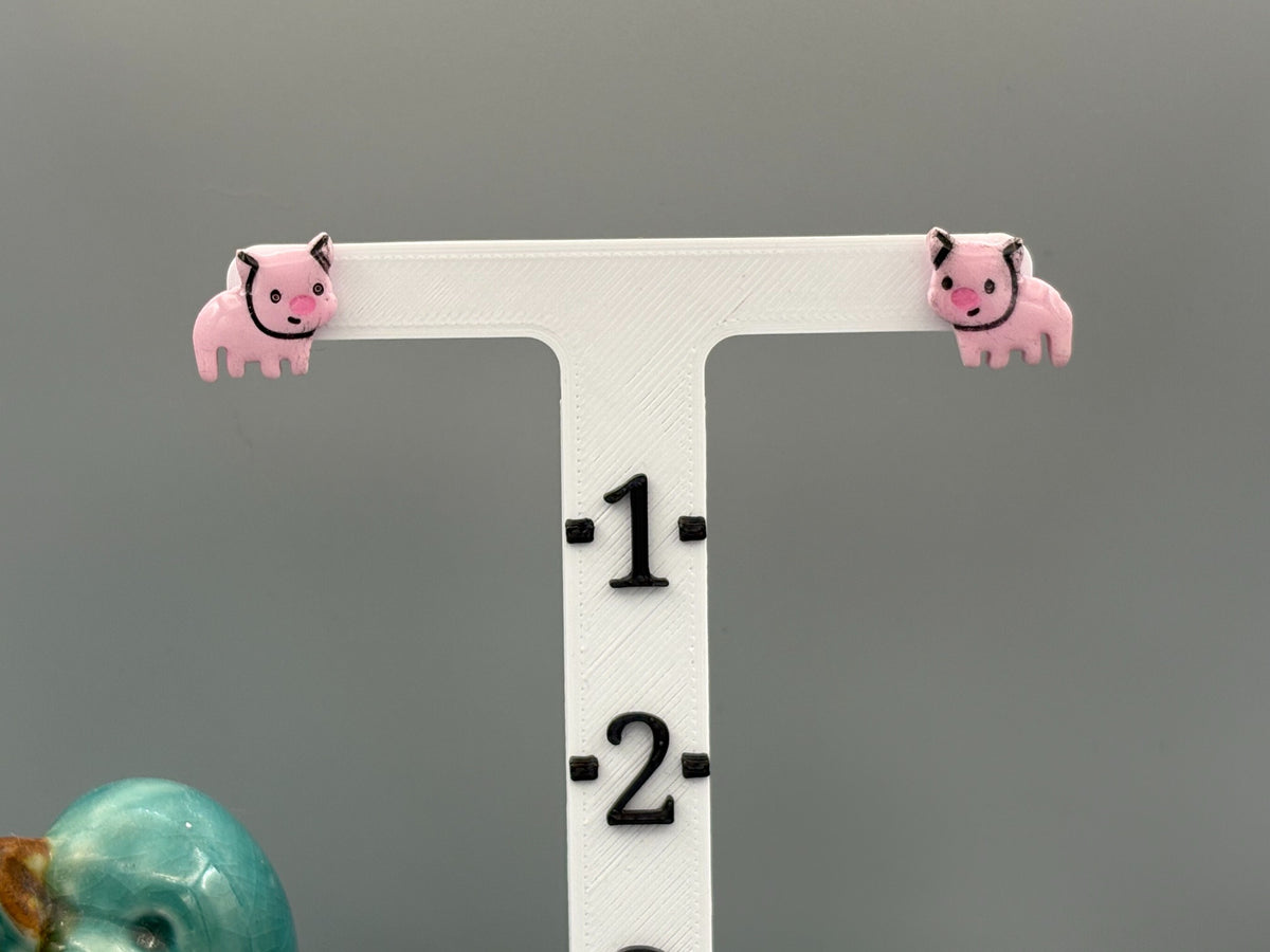 Pig Stud Earrings - handcrafted polymer clay earrings by Lakeside Clay