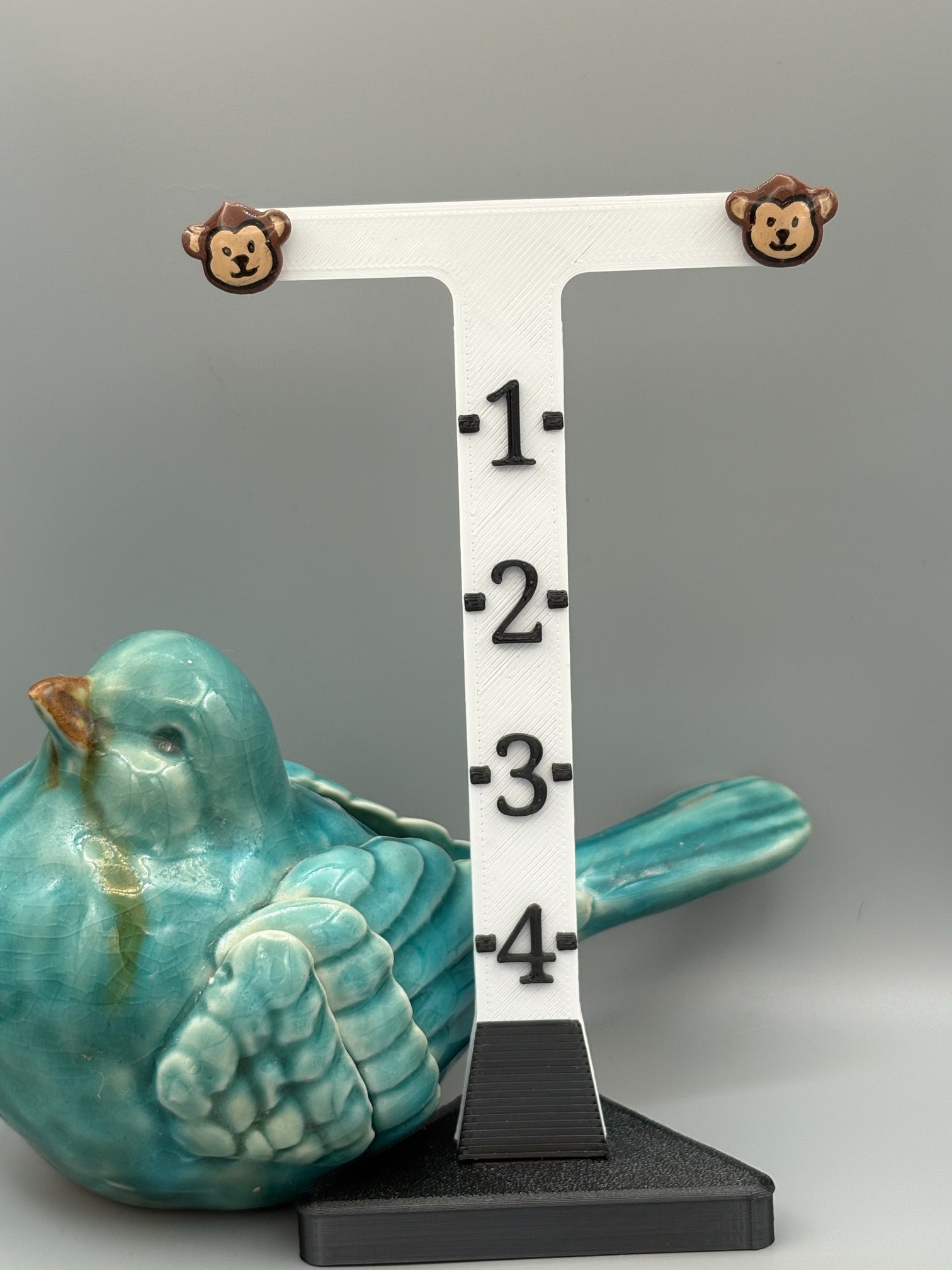 Monkey Stud Earrings - handcrafted polymer clay earrings by Lakeside Clay