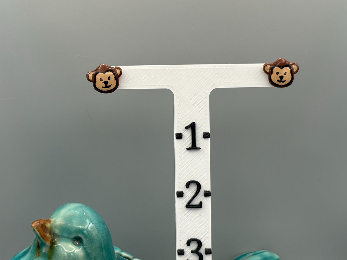 Monkey Stud Earrings - handcrafted polymer clay earrings by Lakeside Clay