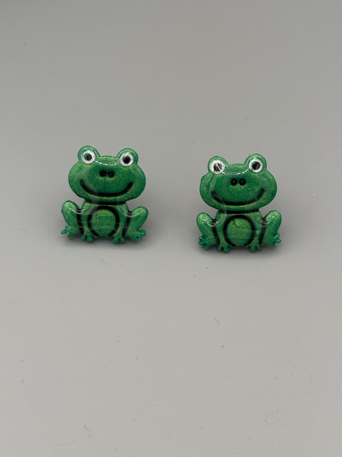 Frog Stud Earrings - handcrafted polymer clay earrings by Lakeside Clay