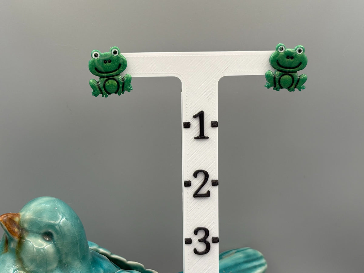 Frog Stud Earrings - handcrafted polymer clay earrings by Lakeside Clay