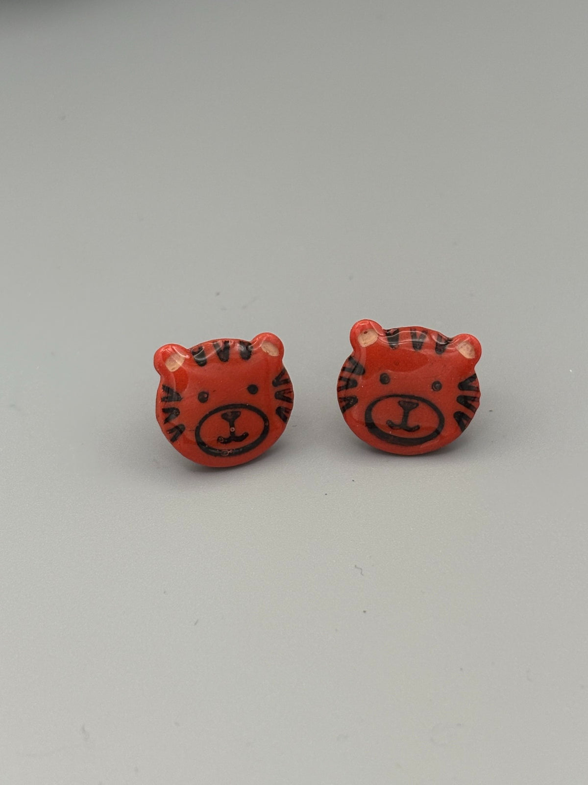 Tiger Stud Earrings - handcrafted polymer clay earrings by Lakeside Clay