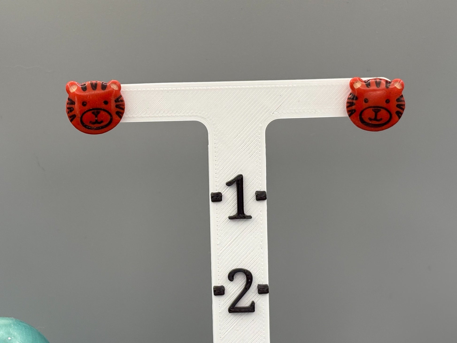 Tiger Stud Earrings - handcrafted polymer clay earrings by Lakeside Clay