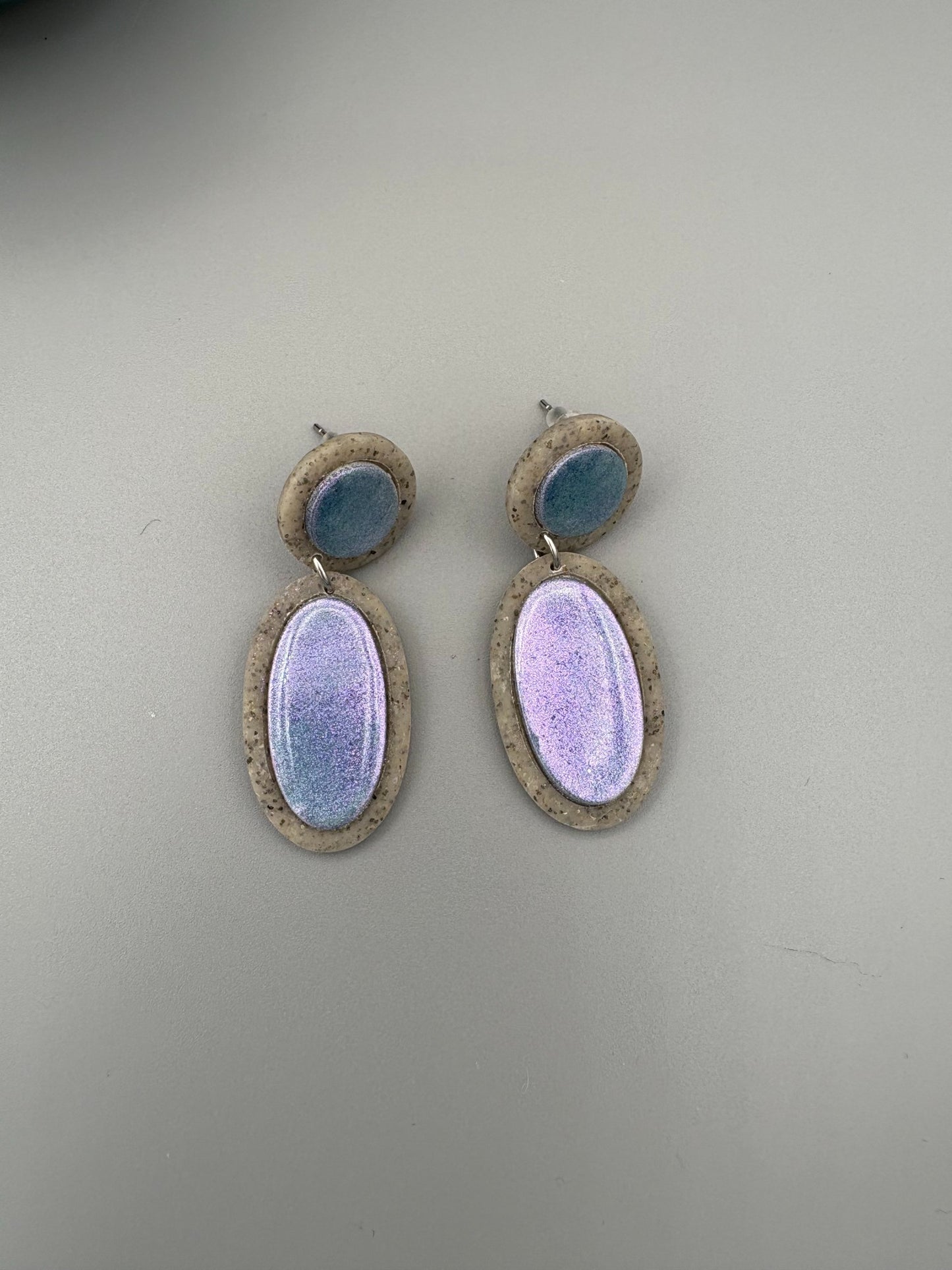 Mystic Moonlight Dangle Earrings - handcrafted polymer clay earrings by Lakeside Clay