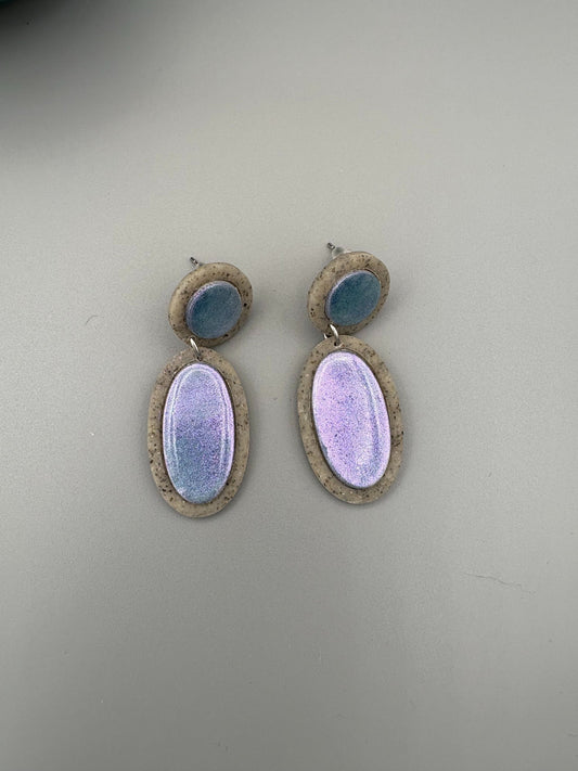 Mystic Moonlight Dangle Earrings - handcrafted polymer clay earrings by Lakeside Clay