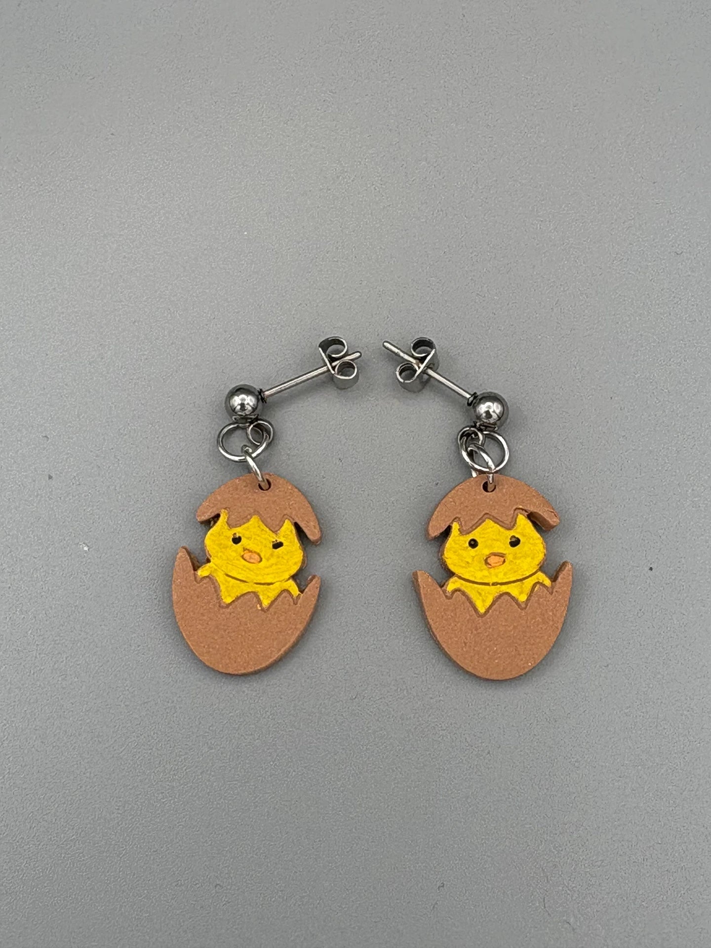 Hatching Yellow Chick Dangle Earrings - handcrafted polymer clay earrings by Lakeside Clay